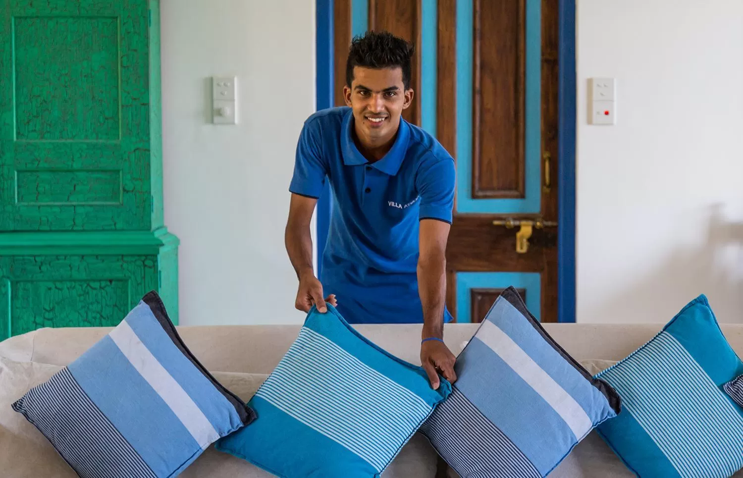 Living room in Villa Atulya at Ocean's edge