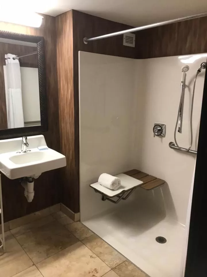 Bathroom in Wyndham Moline on John Deere Commons