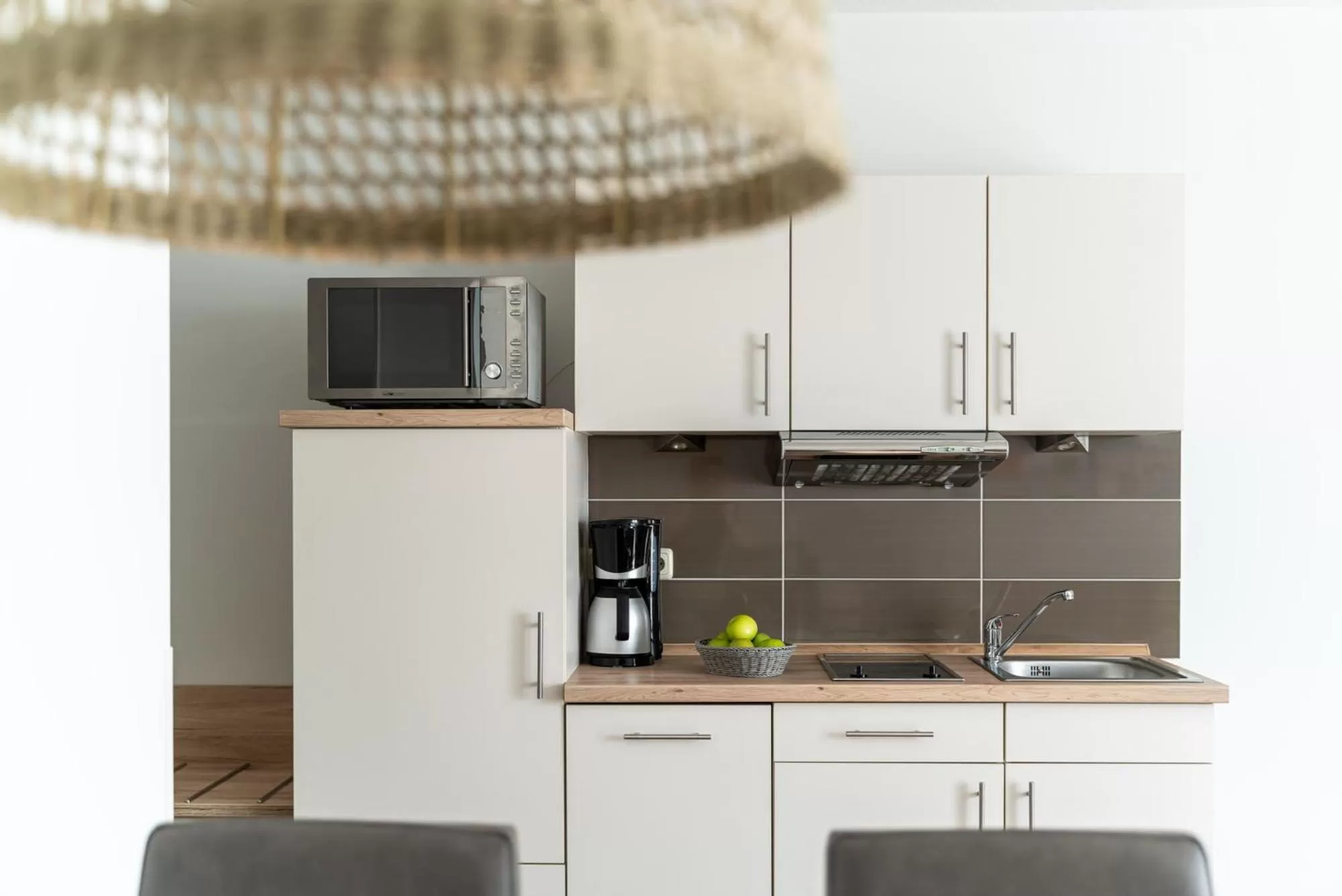 Kitchen or kitchenette in Strandhafer Aparthotel