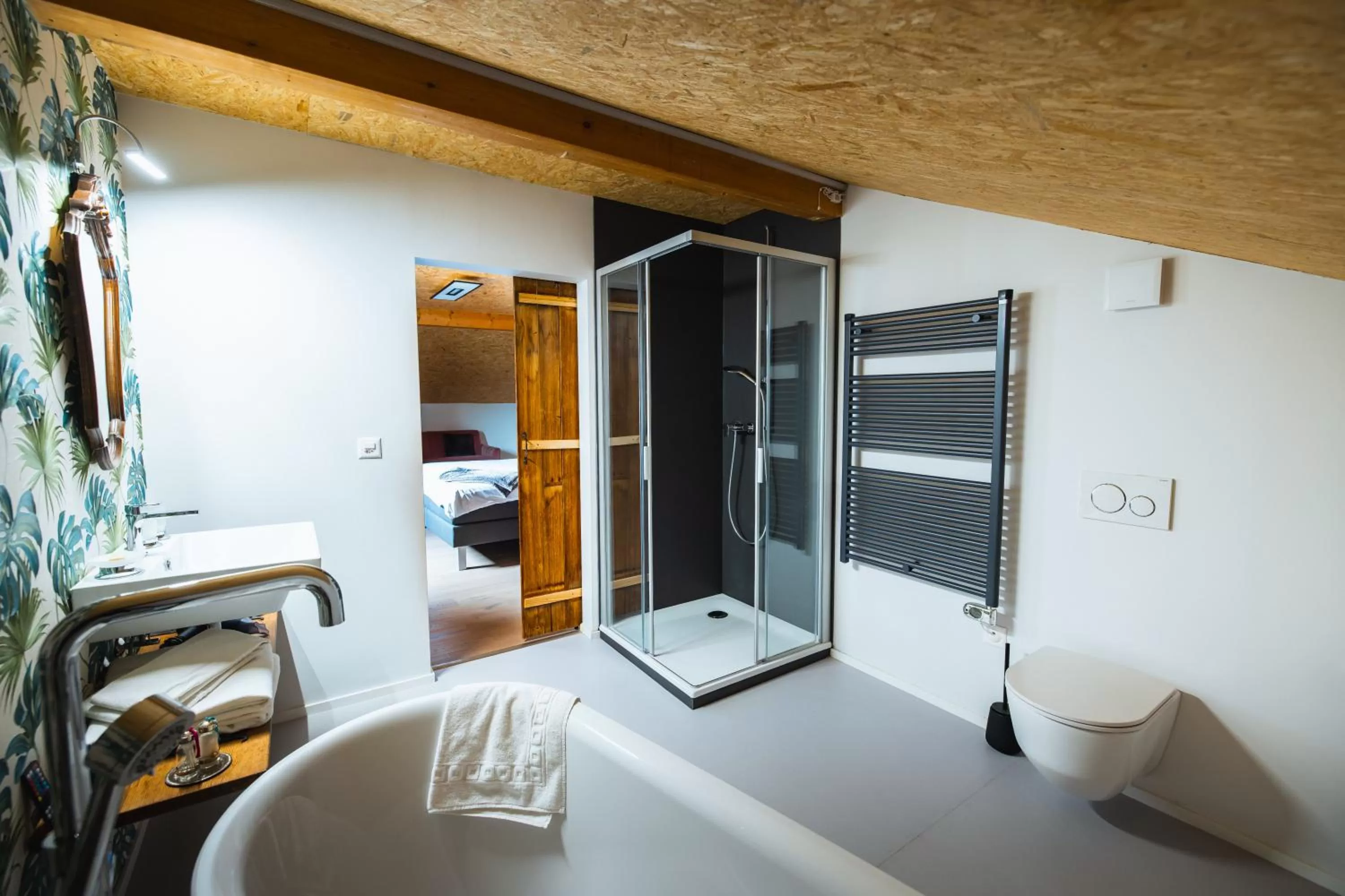Shower, Bed in B&B La Forge de Diogne - luxury and cosy alpine lodge