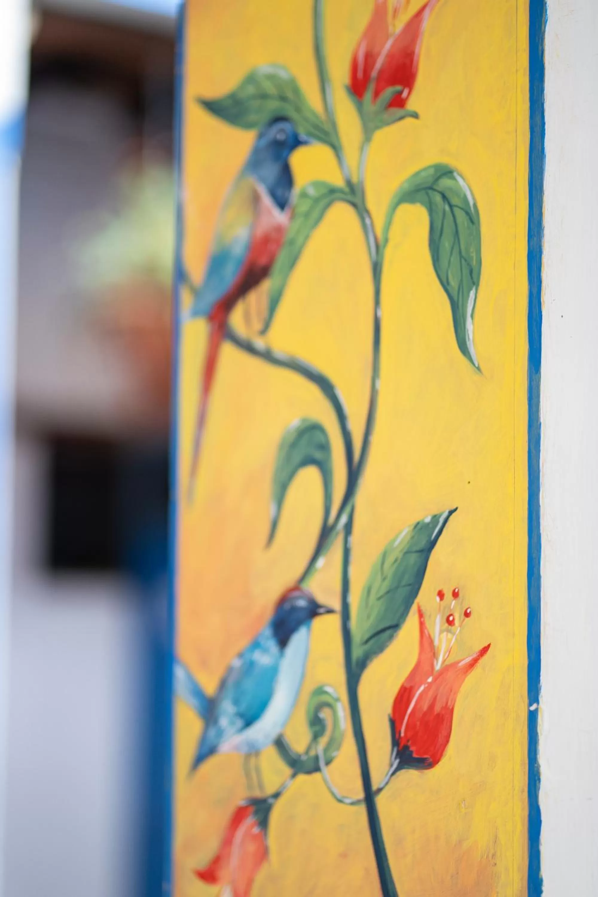 Decorative detail in Blue Door Housing Historic Quito