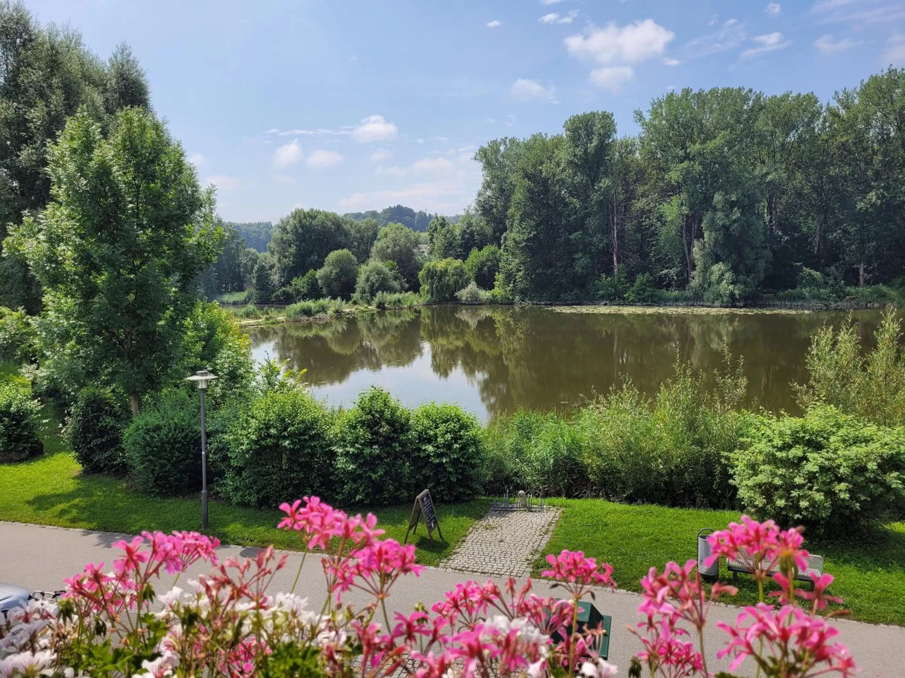 Lake view in Hotel Restaurant Zum Goldenen Anker mit Hallenbad & Wellnessbereich