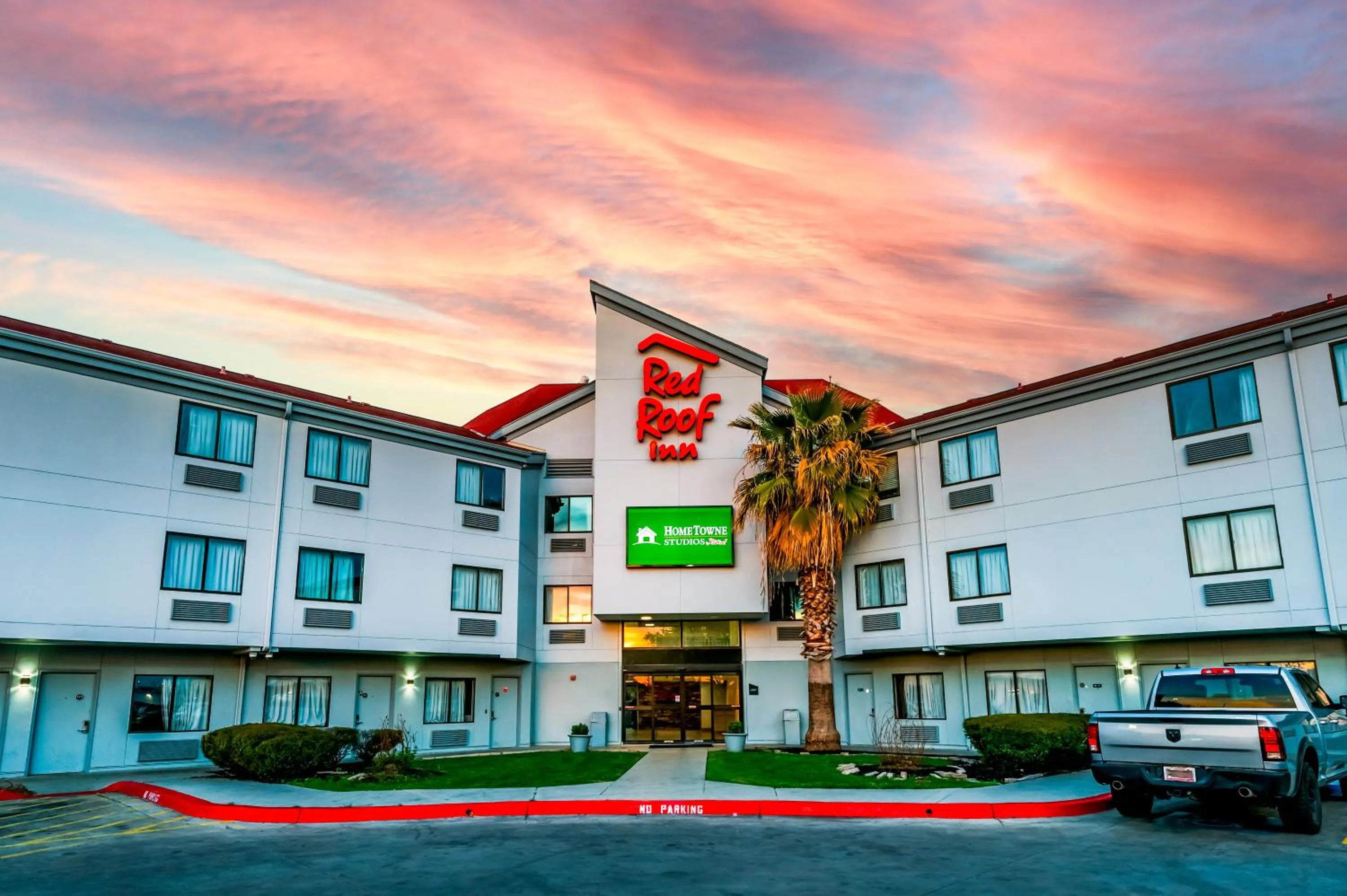 Property building in HomeTowne Studios by Red Roof San Antonio - SeaWorld Northwest