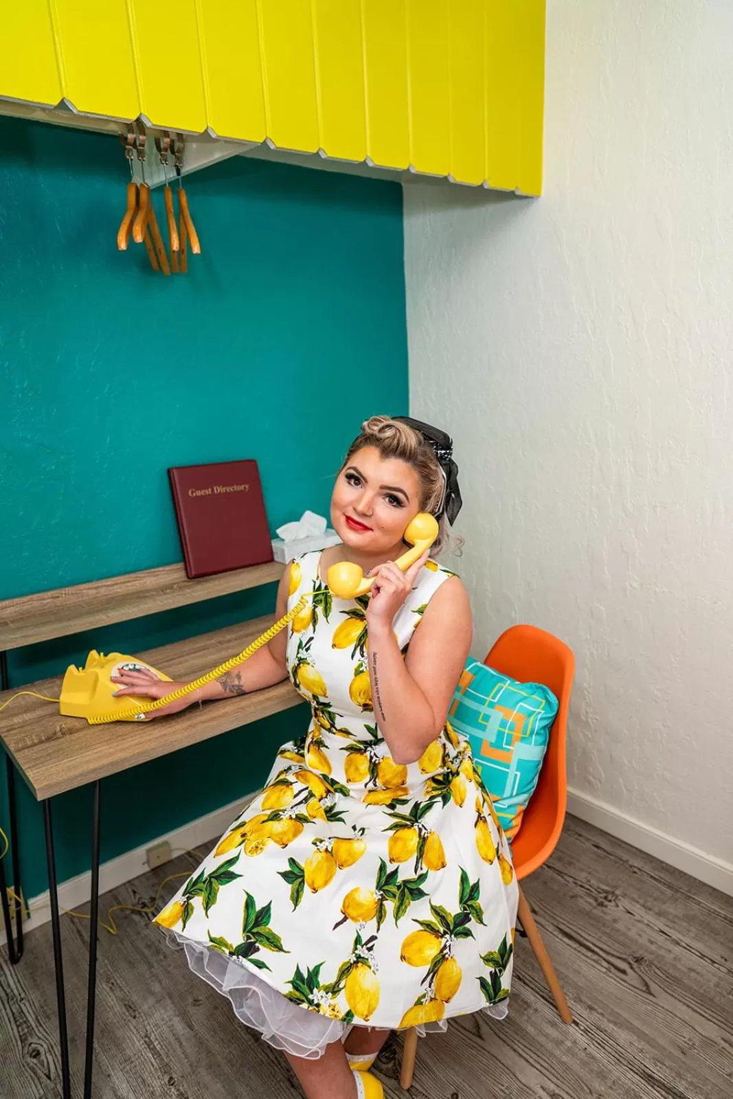 hair dresser in The Atomic Blue Motor-Inn