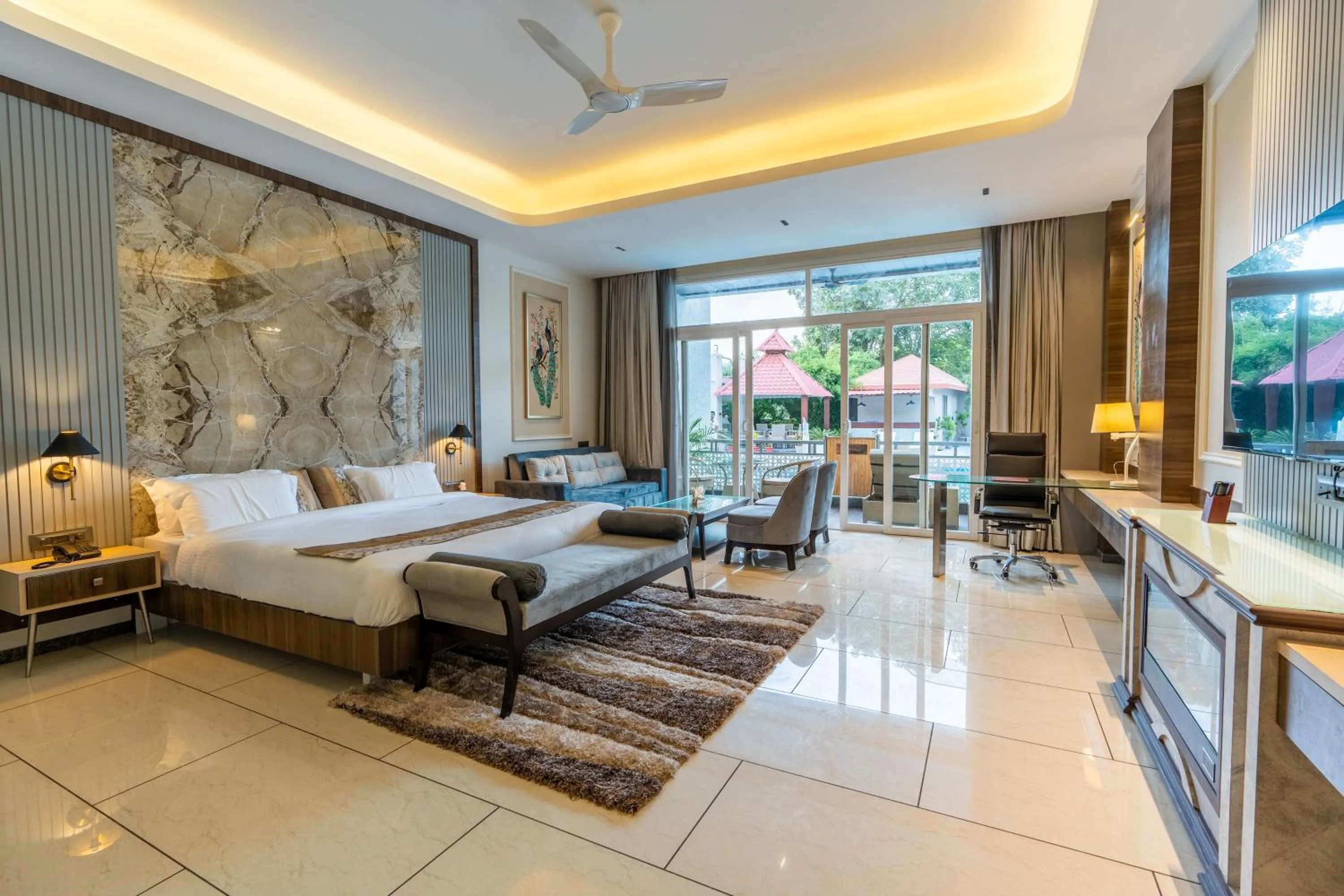 Bed in Mountain Creek Villa Udaipur