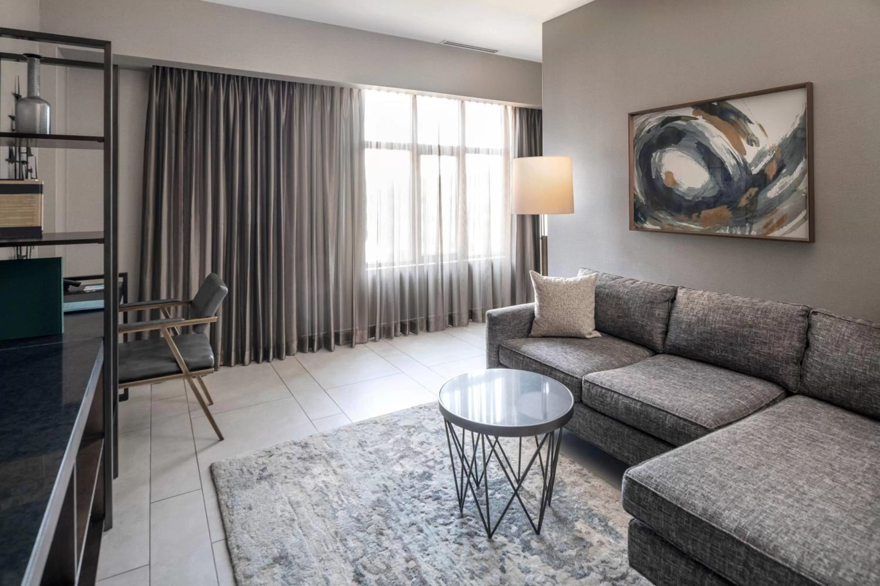 Living room in The Row Hotel at Assembly Row, Autograph Collection