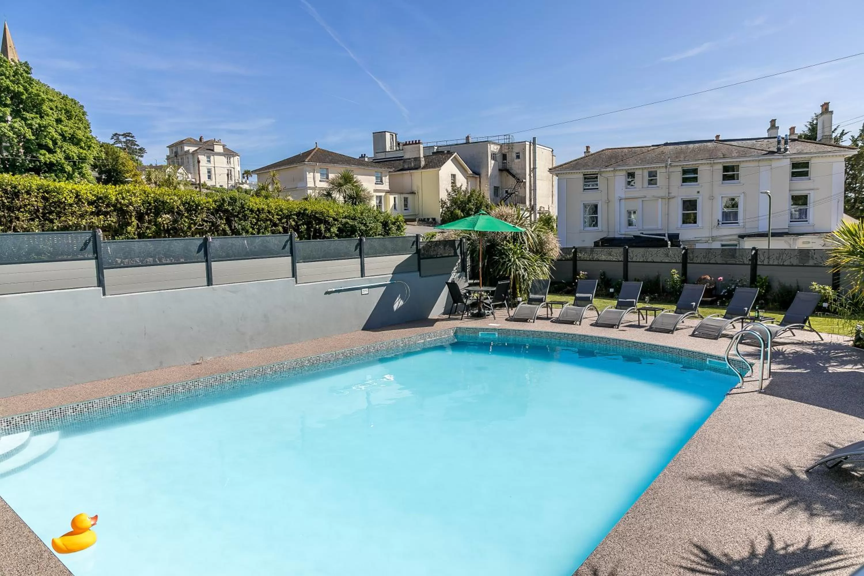 Pool view in The Devon Court