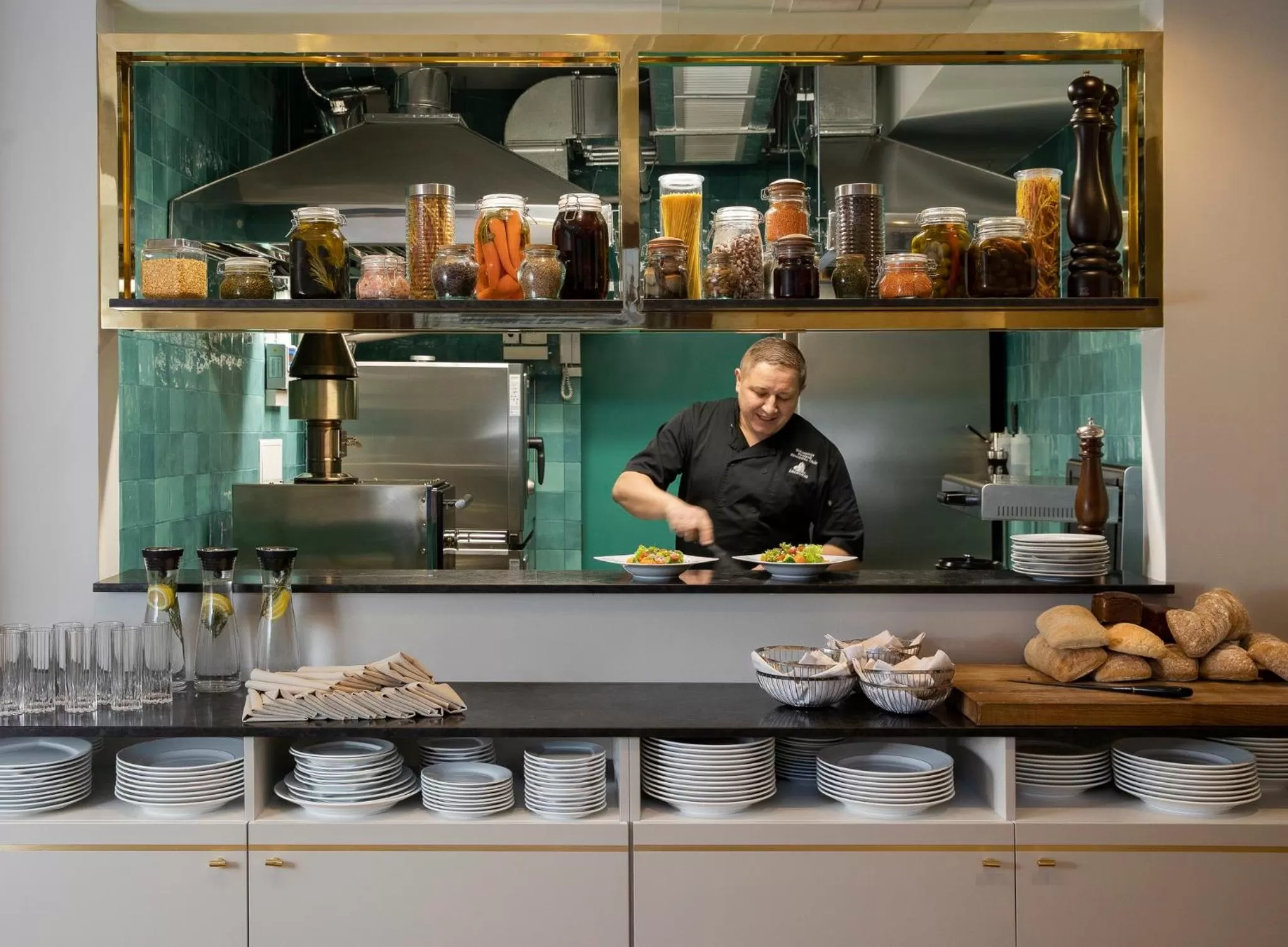 Communal kitchen in Leopolis Hotel