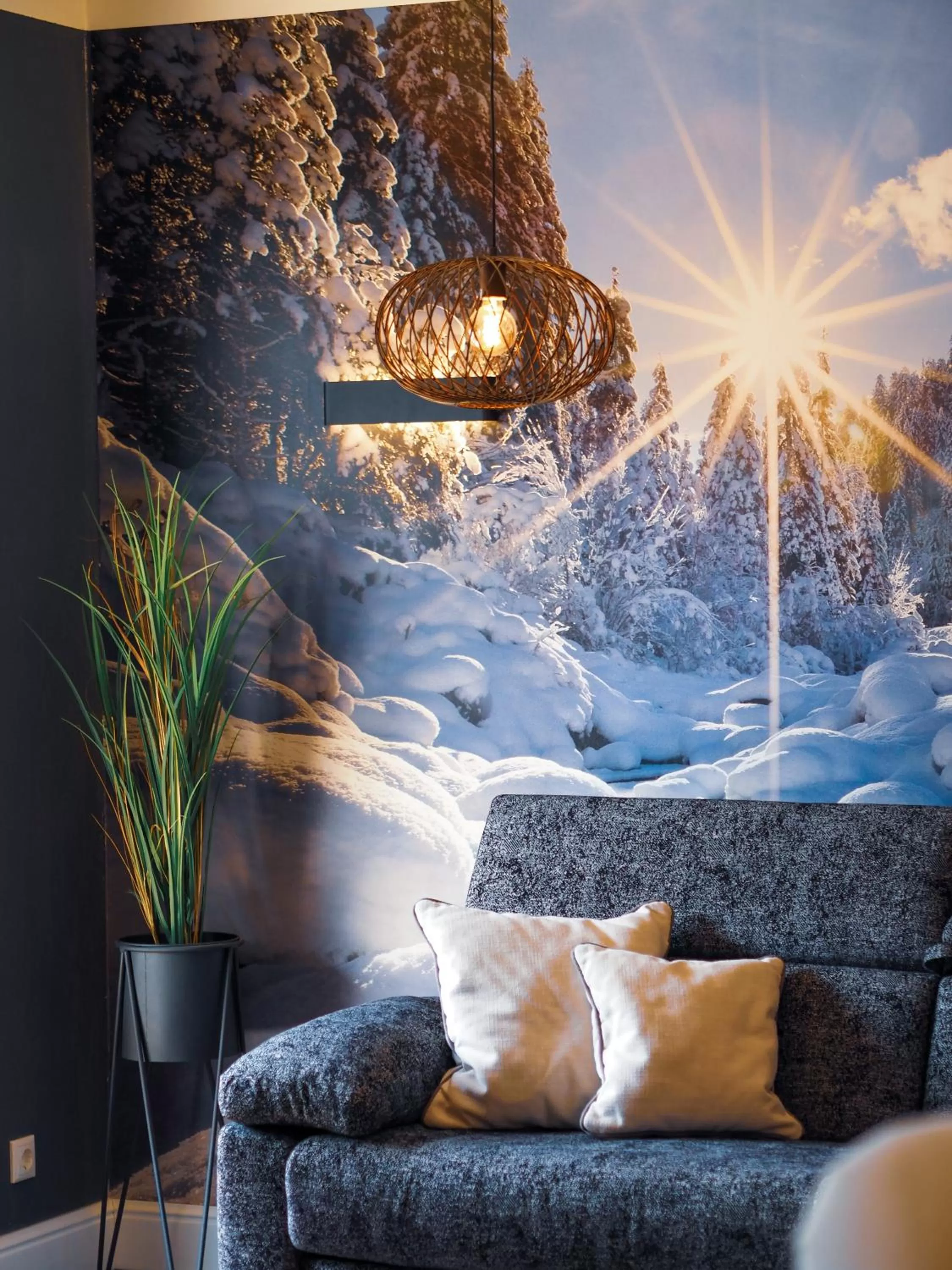 Living room, Winter in Sauna & Whirlpool - ALPENLIEBE APARTments