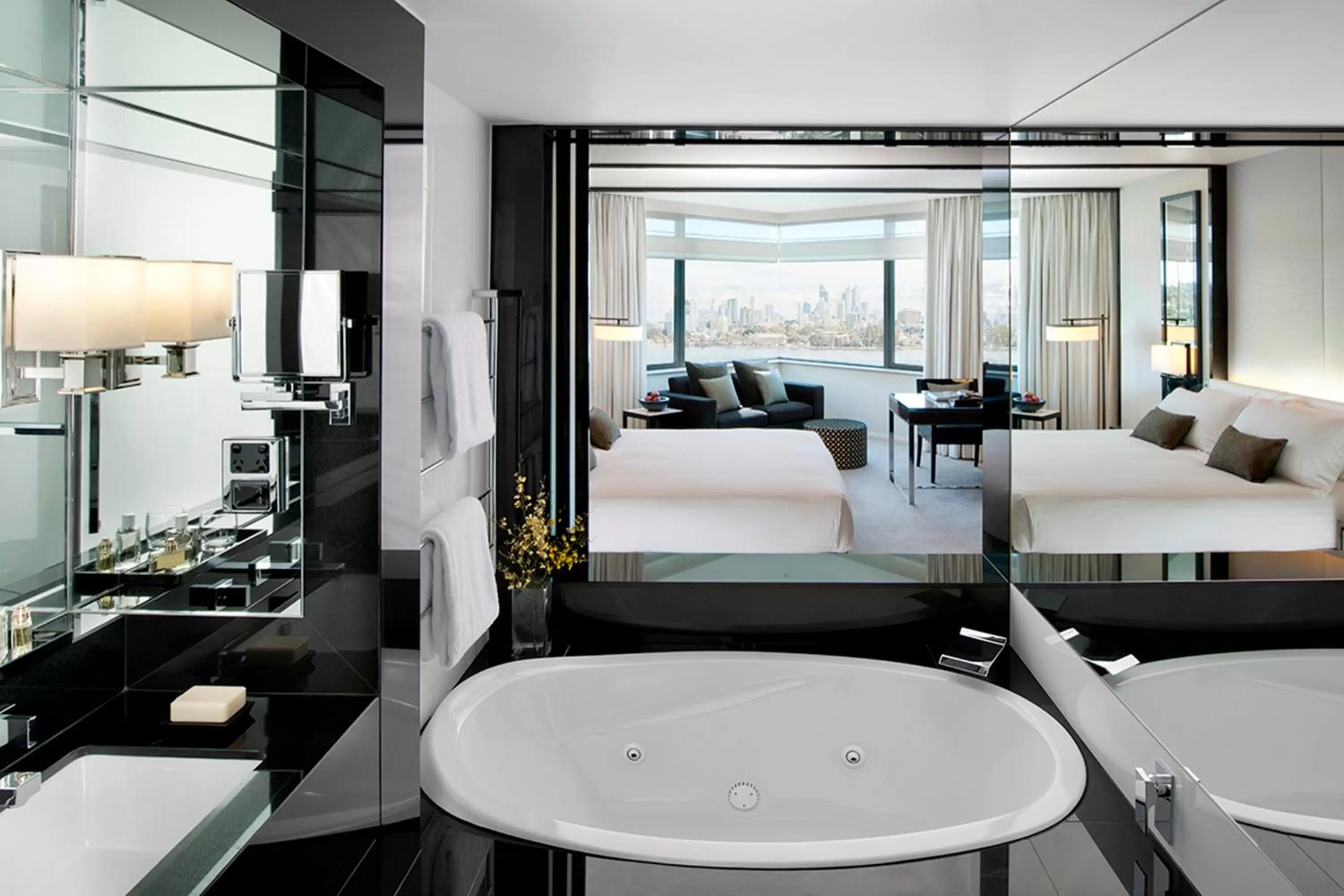 Bathroom, Bed in Crown Metropol Perth