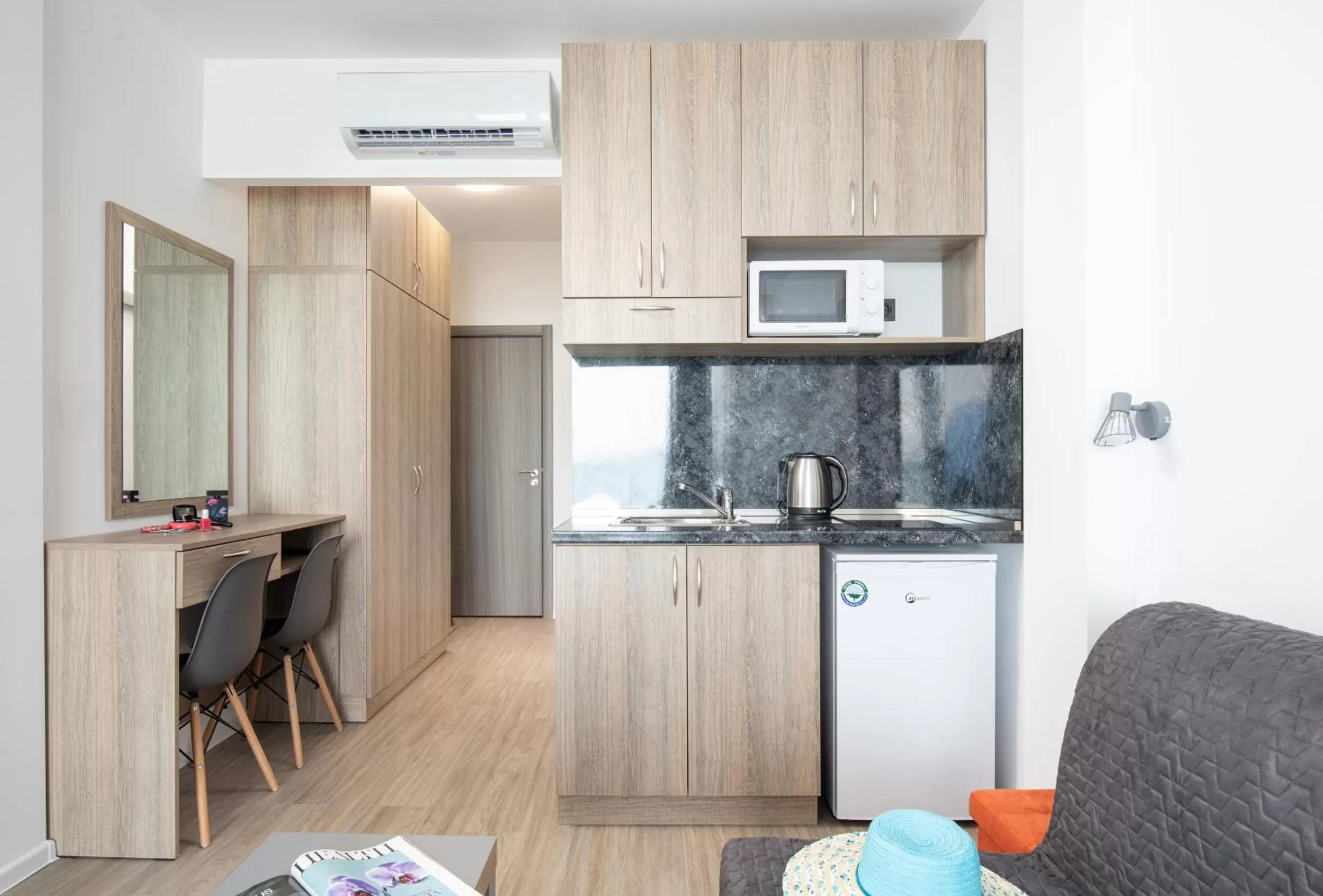 Kitchen or kitchenette in Grand Dodo's Triada Seaview Studios