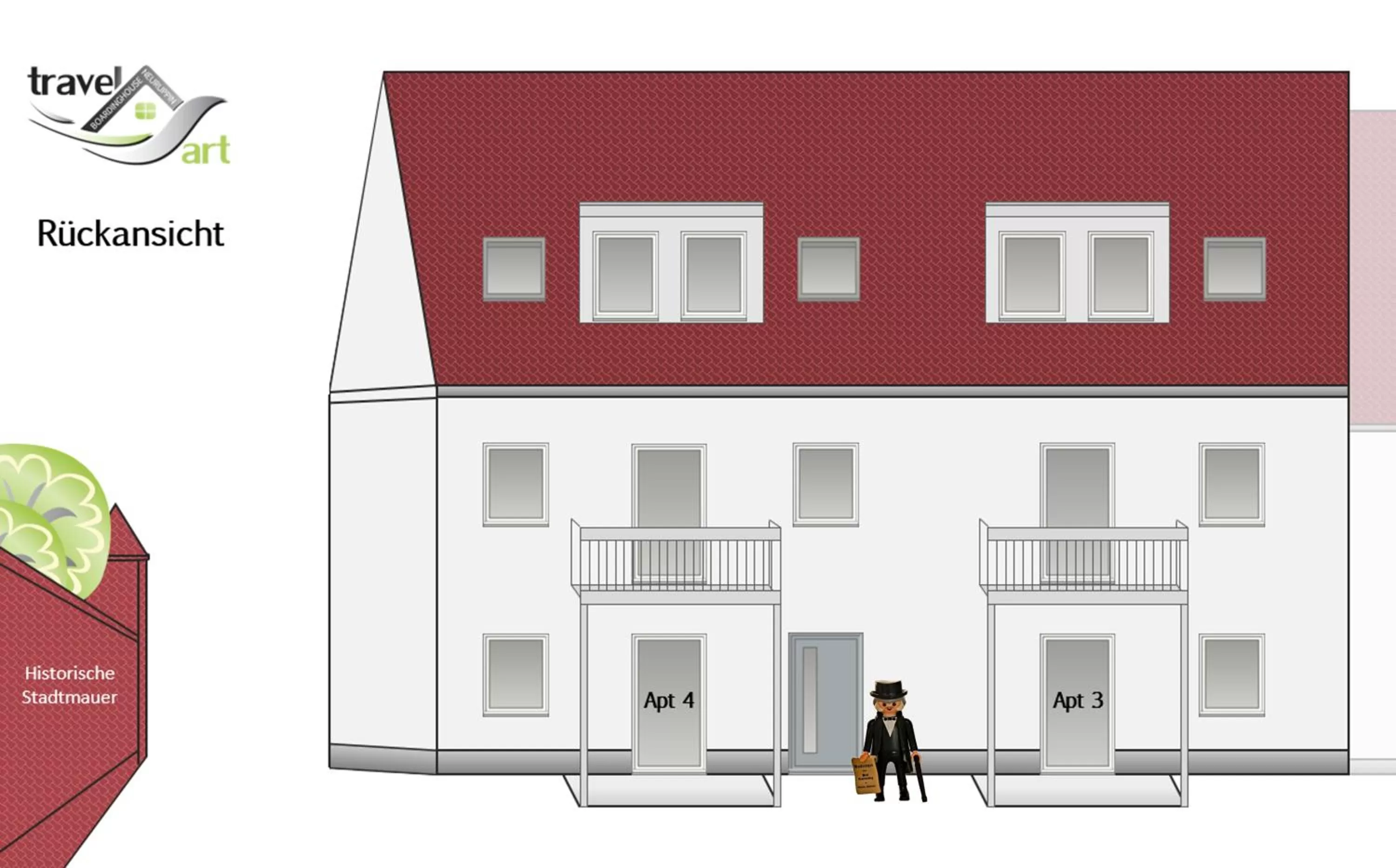 Facade/entrance in Travel Art Boardinghouse (Lazarettstr.)