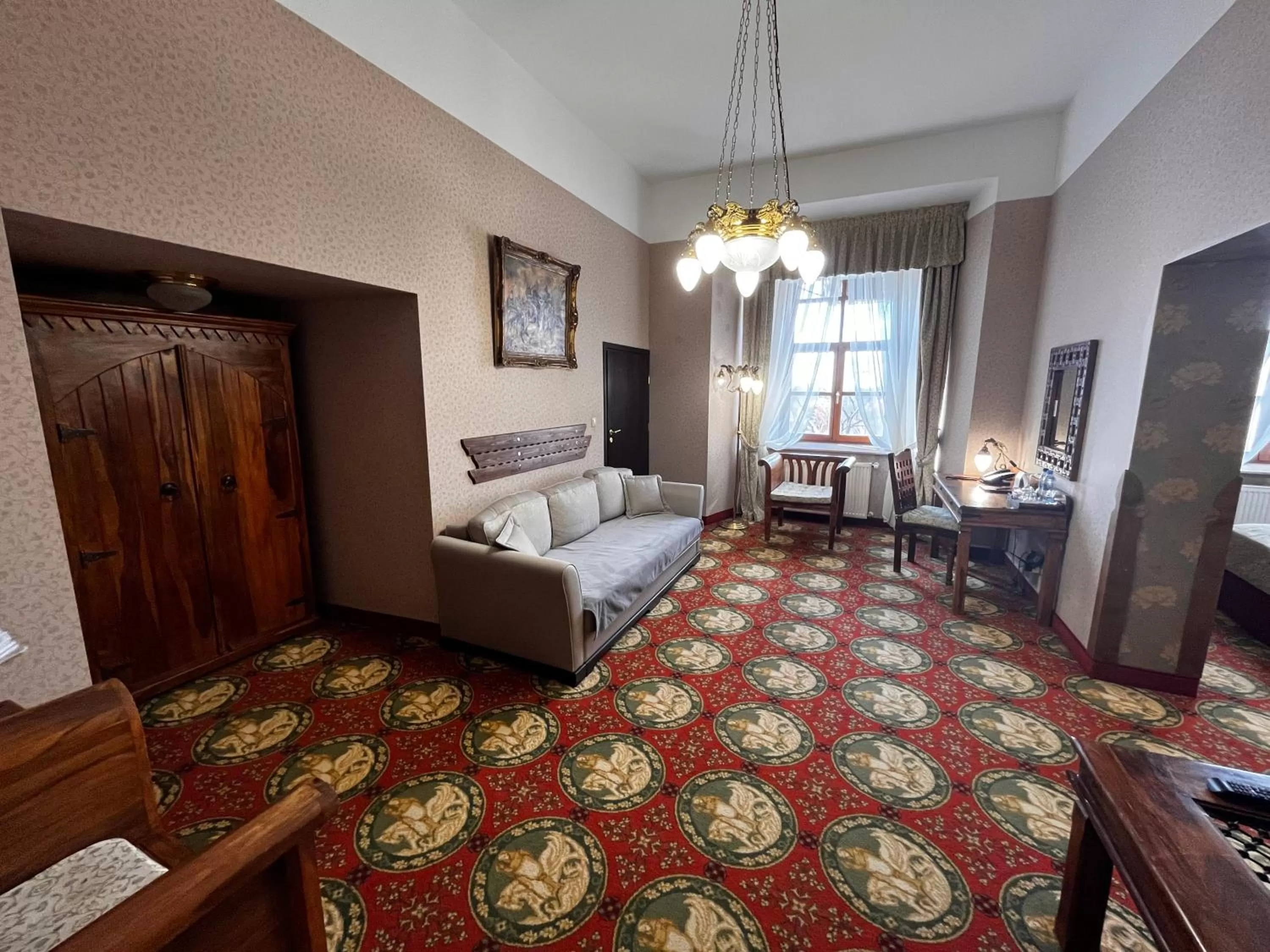 Seating area, Bed in Hotel Zamek Ryn