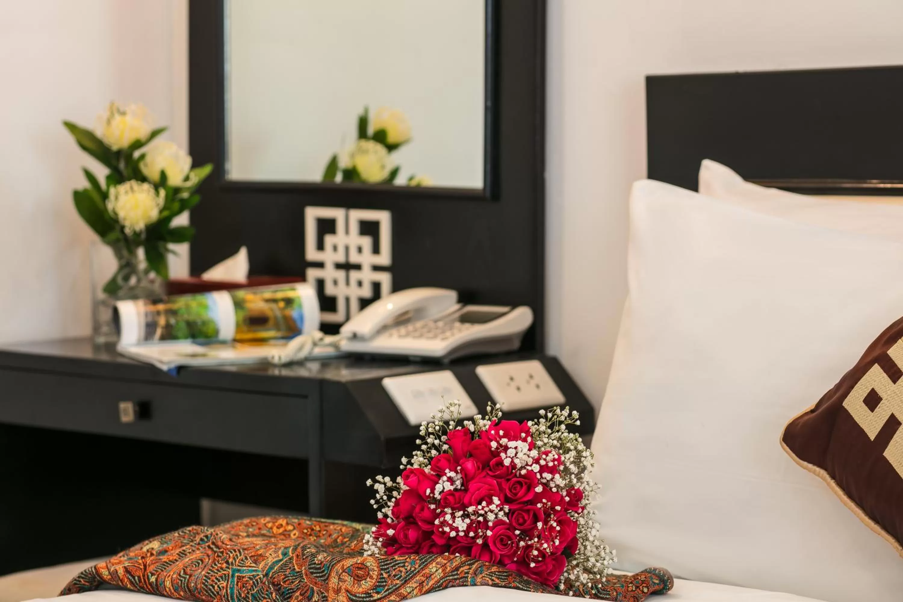 Decorative detail, Bed in Hanoi Emotion Hotel