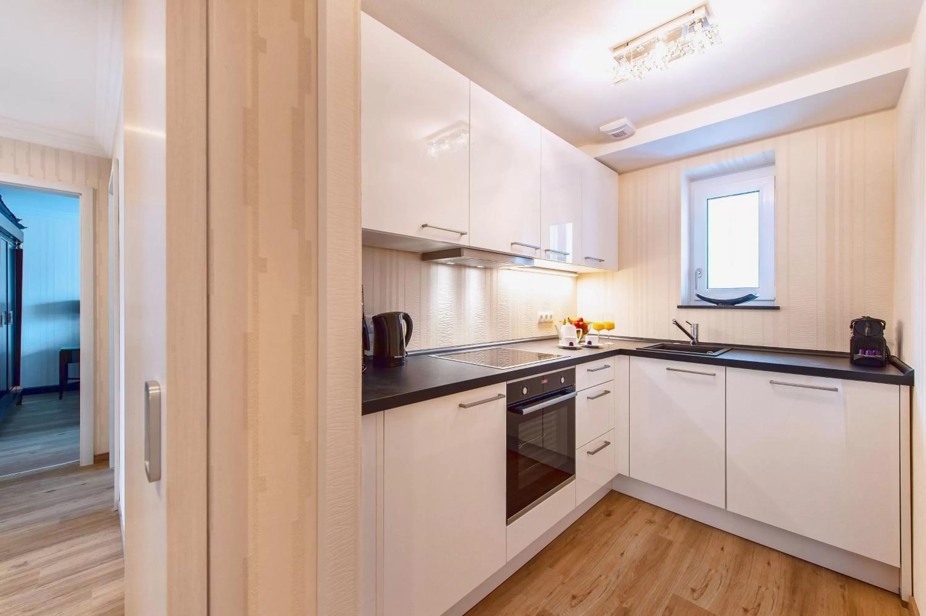 Kitchen or kitchenette in Hotel Residenz am Rosengarten