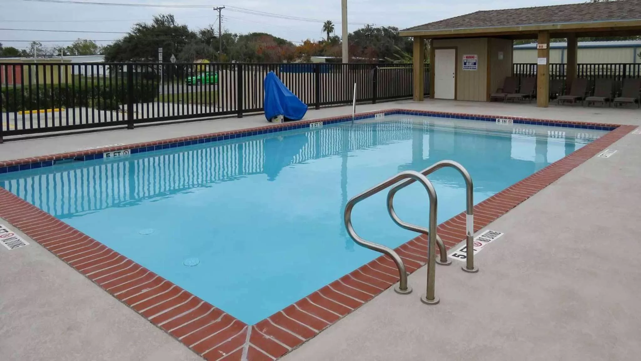 Pool view in Motel 6-Rockport, TX
