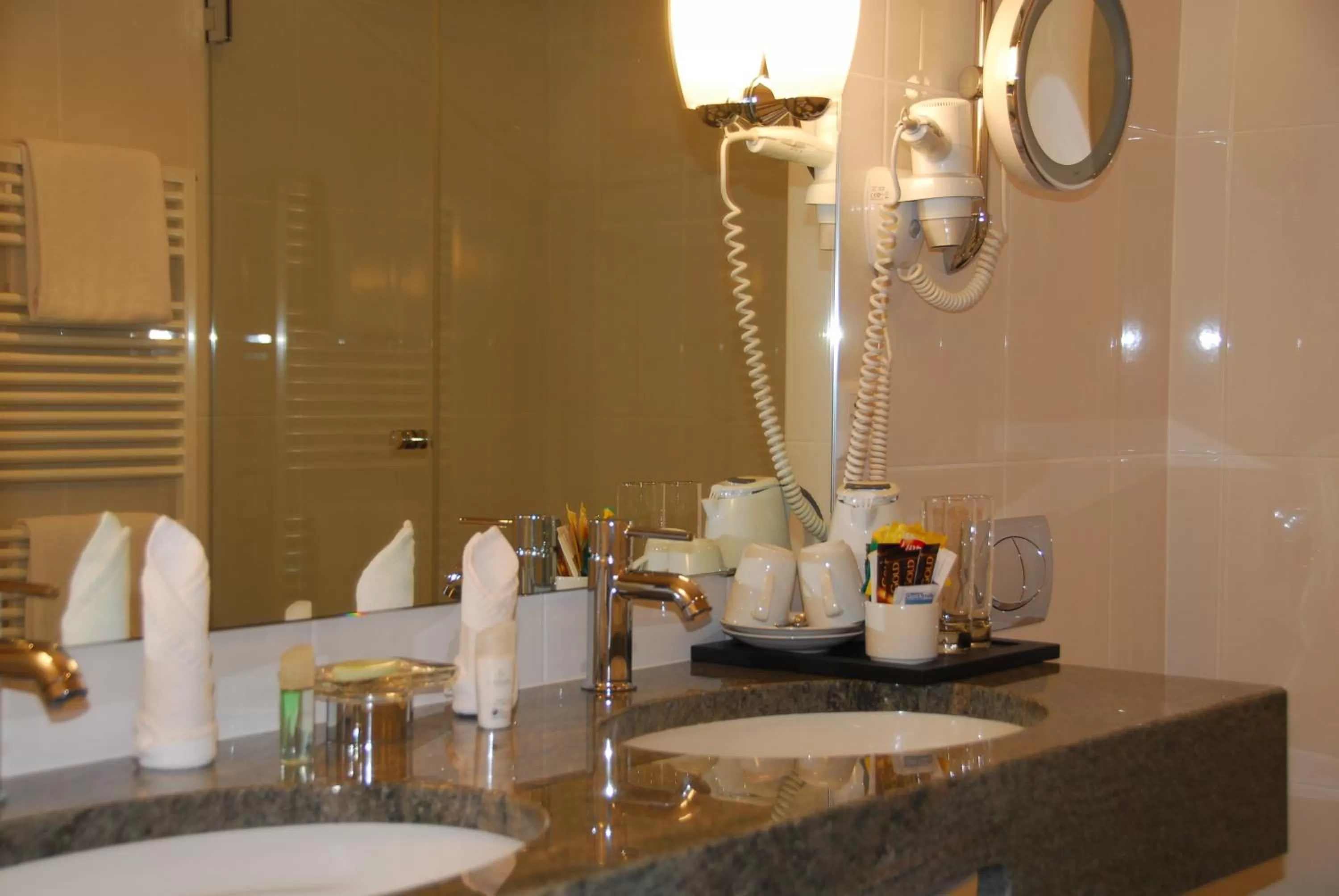 Coffee/tea facilities, Bathroom in Hotel Engiadina