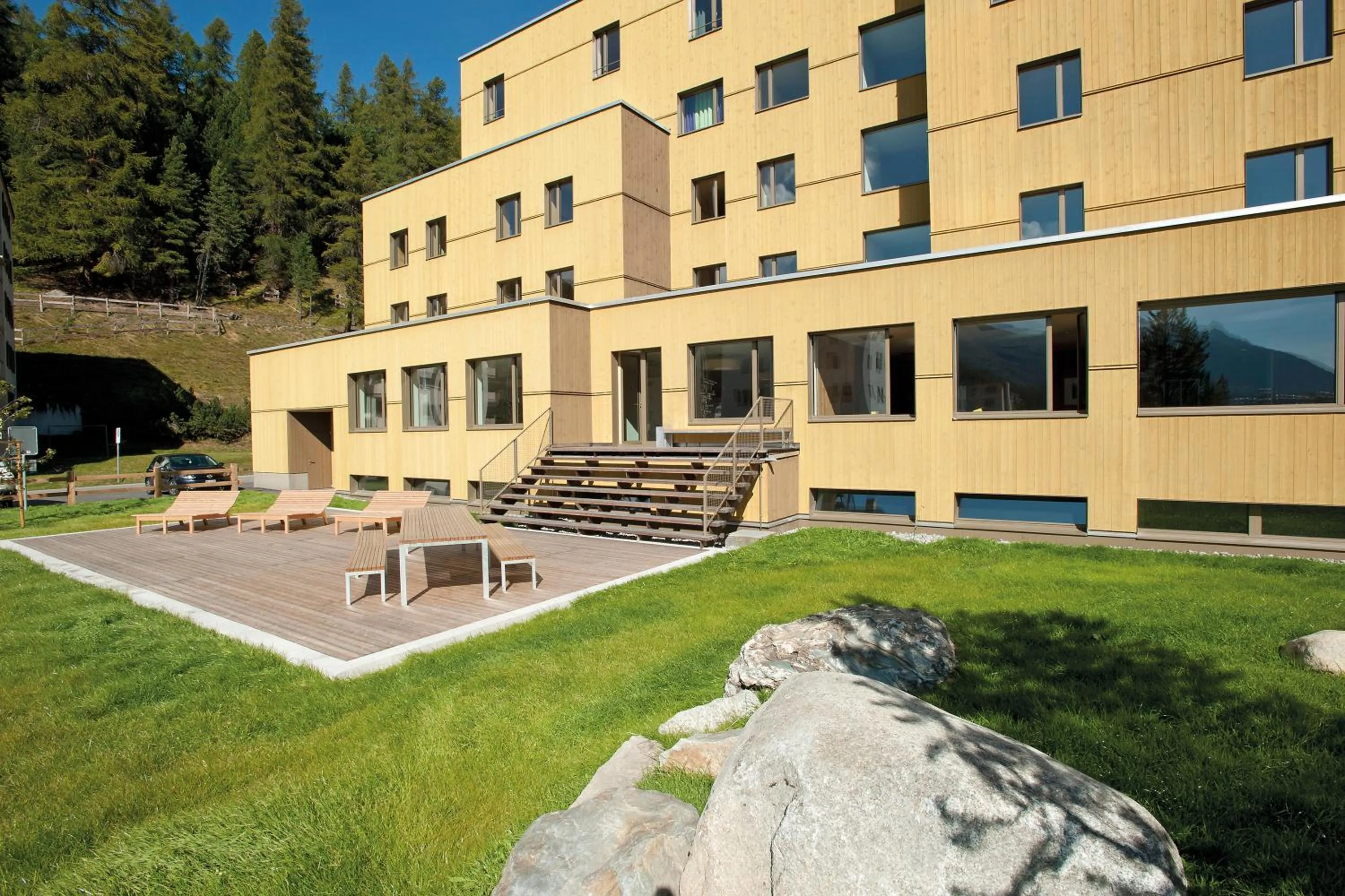 Facade/entrance in St. Moritz Youth Hostel