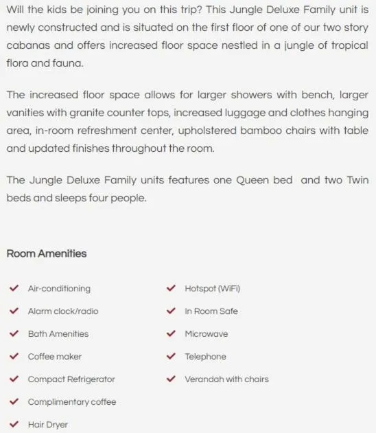 Jungle Deluxe Family in Ramon's Village Resort