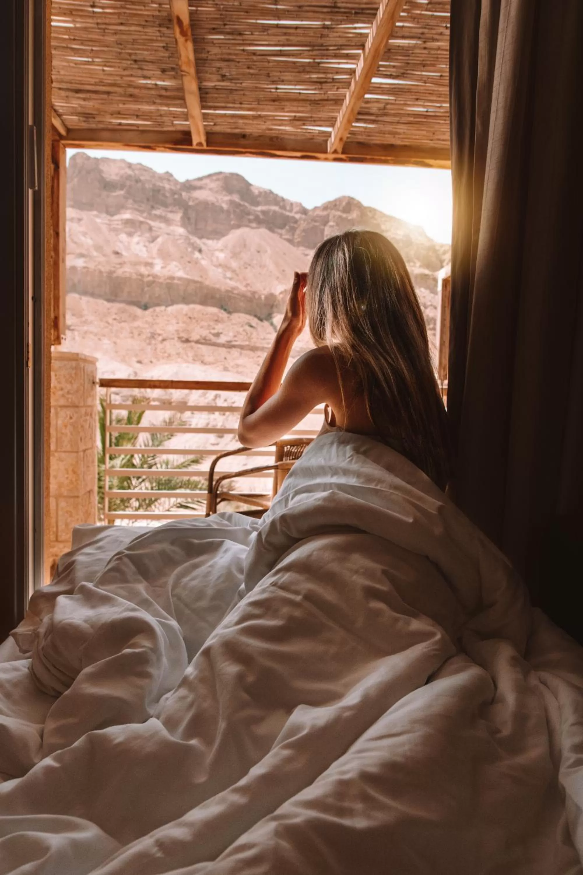 Natural landscape, Bed in Ein Gedi Kibbutz Hotel