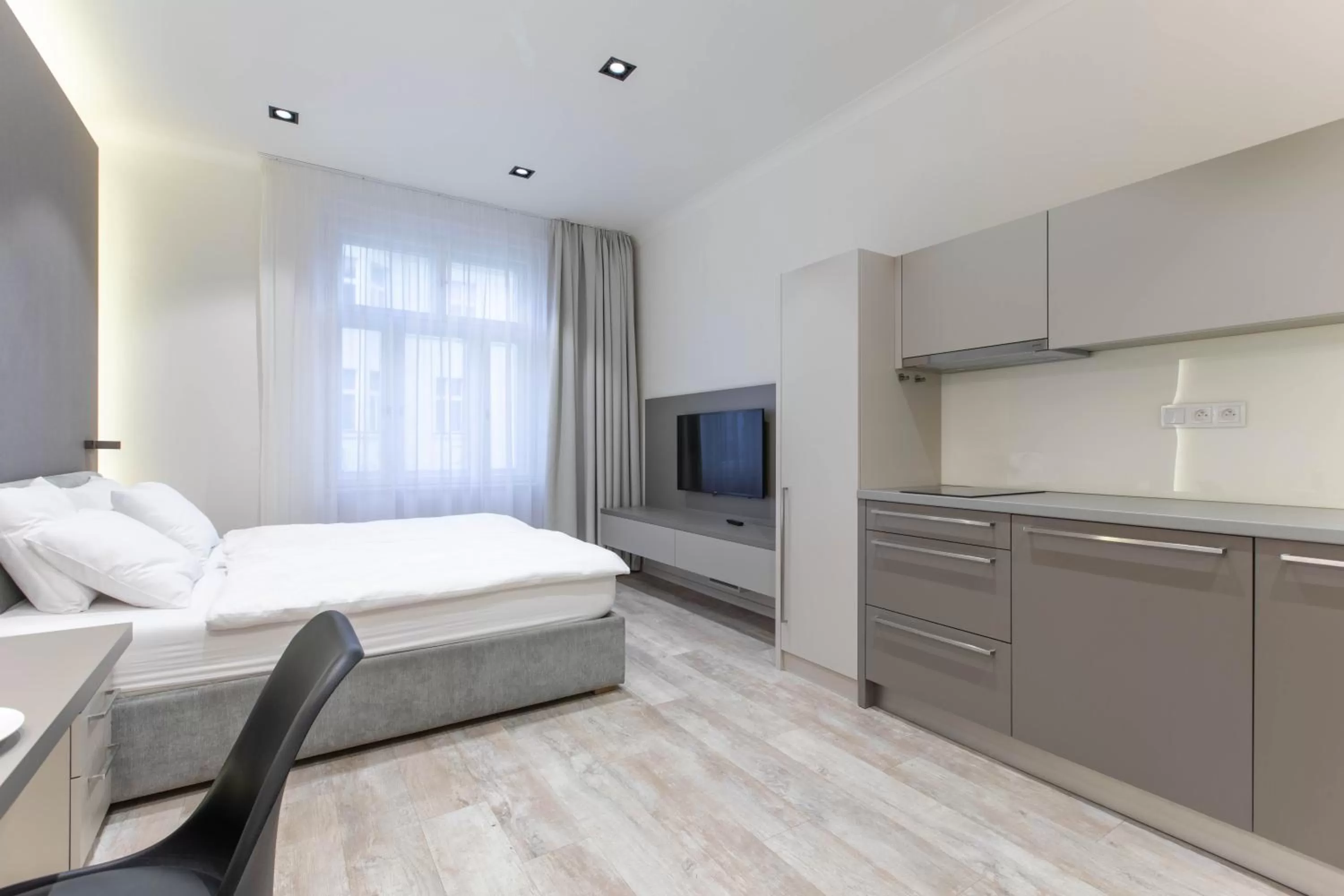 Bed in Lampi Aparthotel Prague