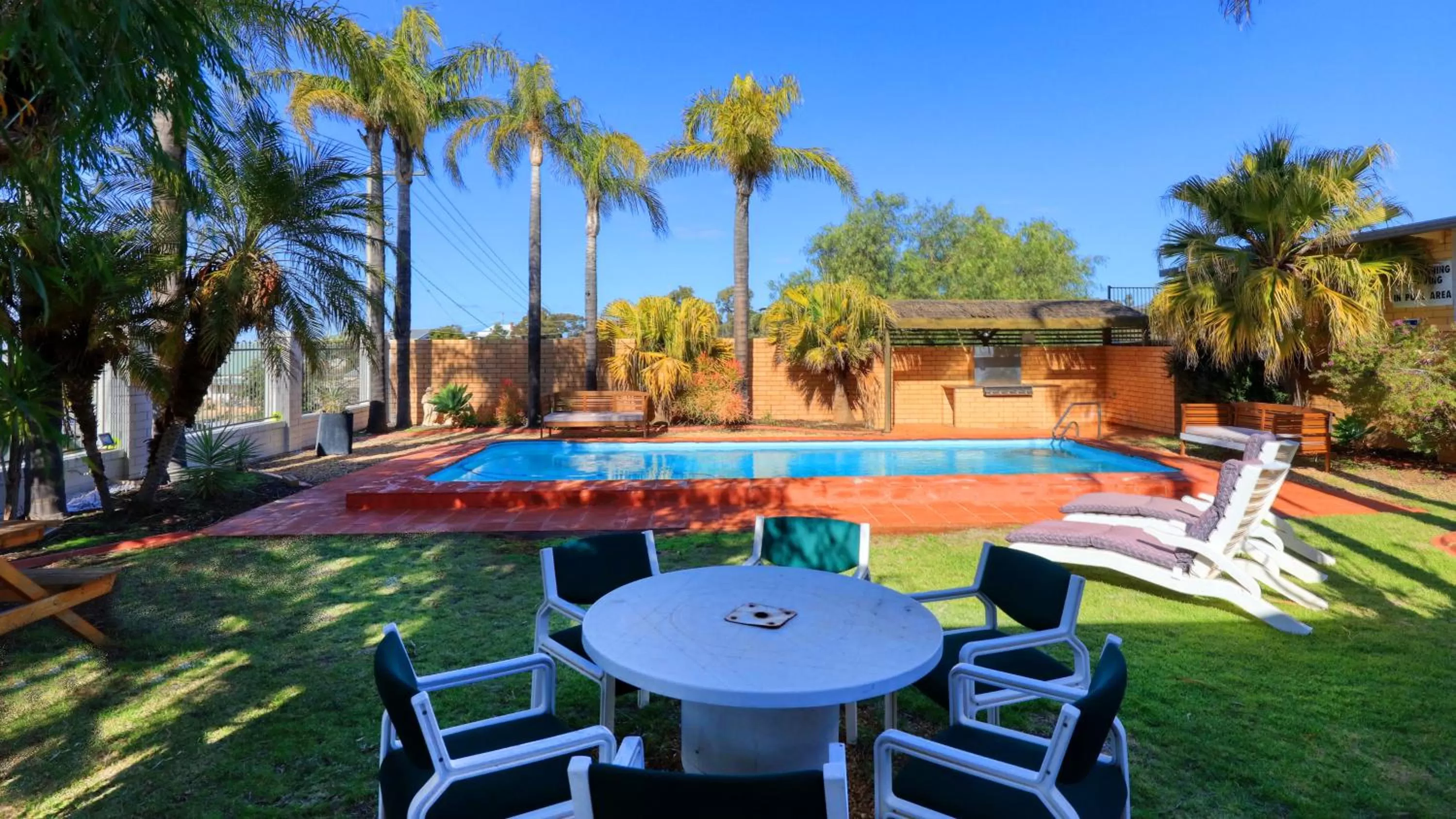 Pool view in Hilltop Motel