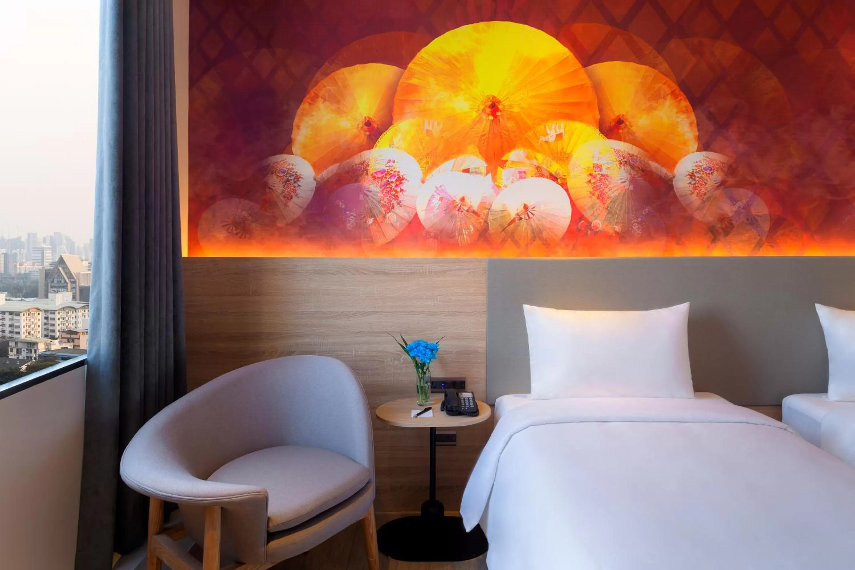 Decorative detail, Bed in ibis Styles Bangkok Ratchada