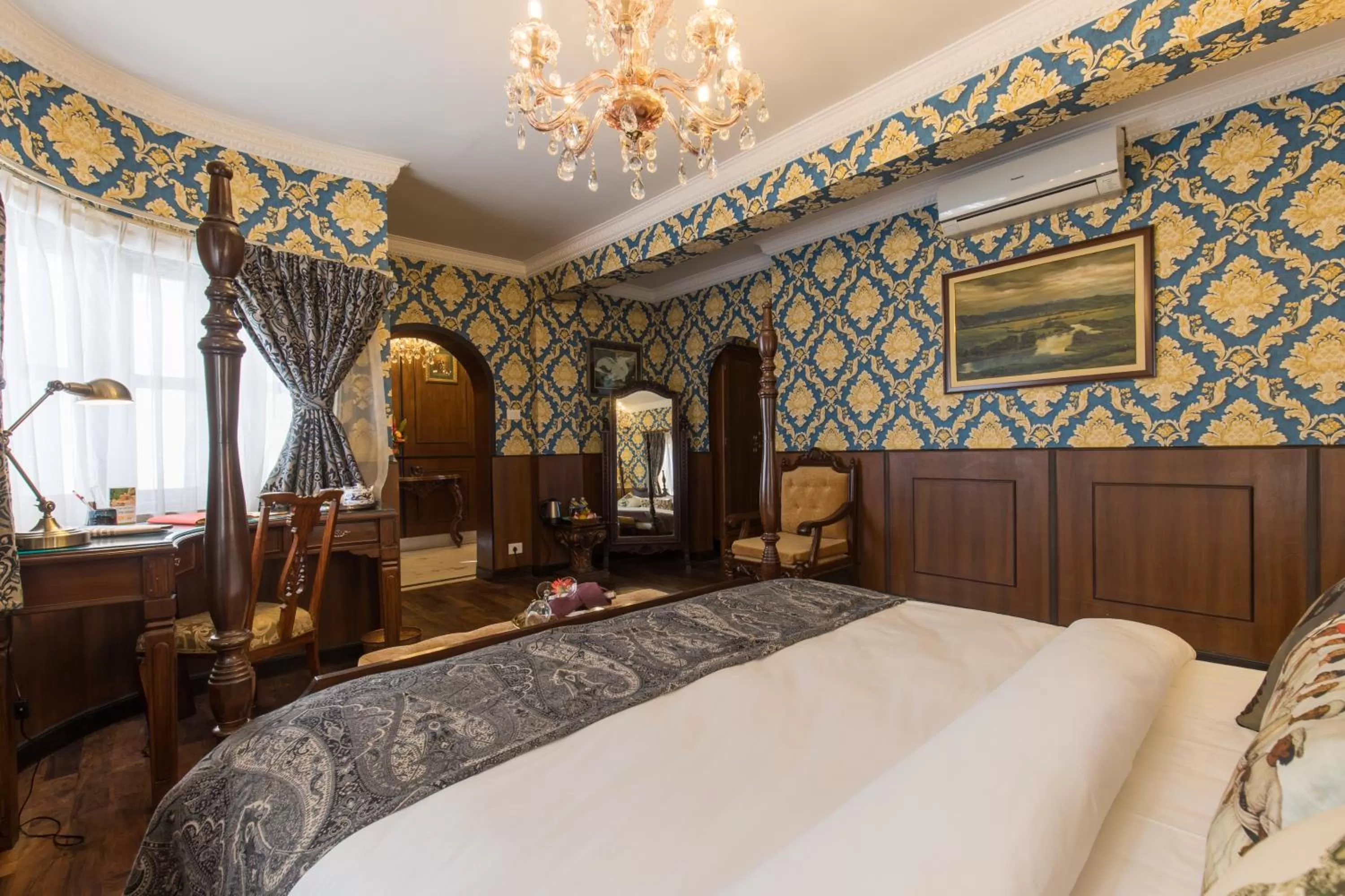 Seating area, Bed in Baber Mahal Vilas - The Heritage Hotel