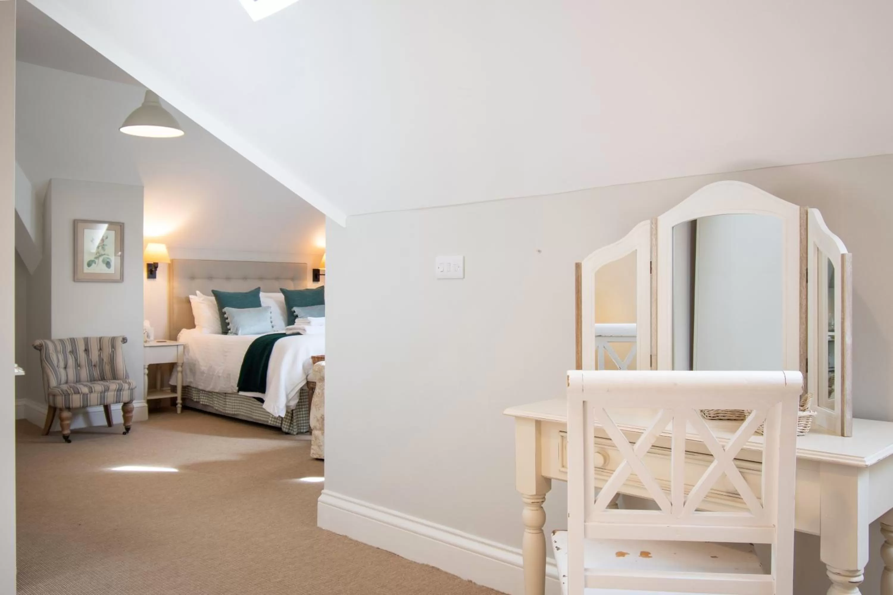 Bed in The Farmhouse at Bodnant Welsh Food