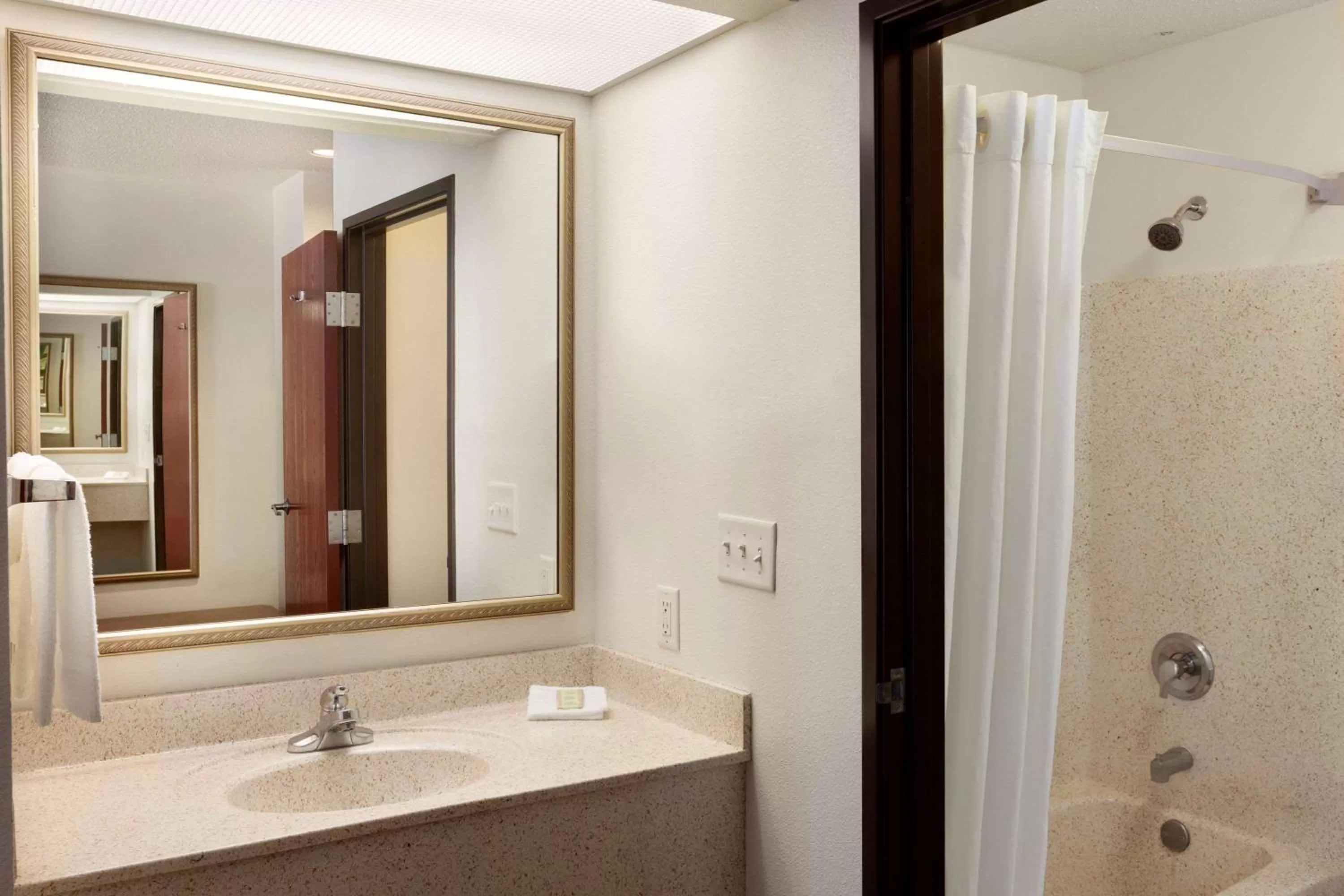 Bathroom in Super 8 by Wyndham Garland Rowlett East Dallas Area