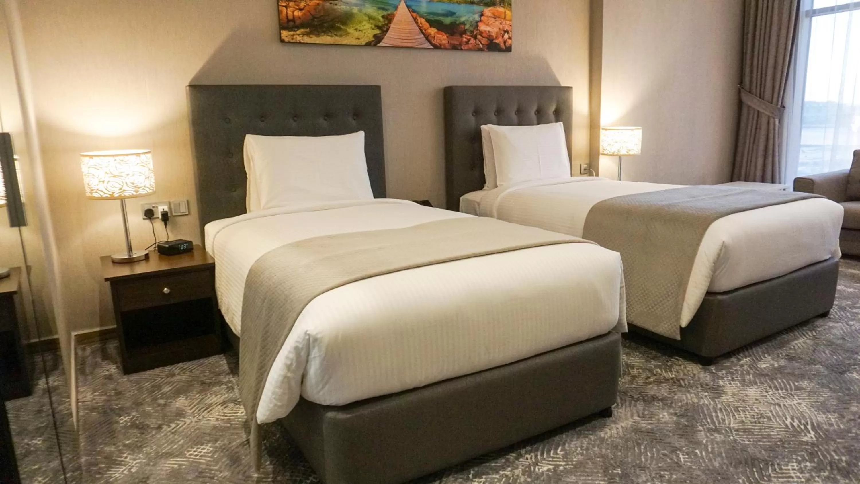 Shower, Bed in Al Kout Beach Hotel