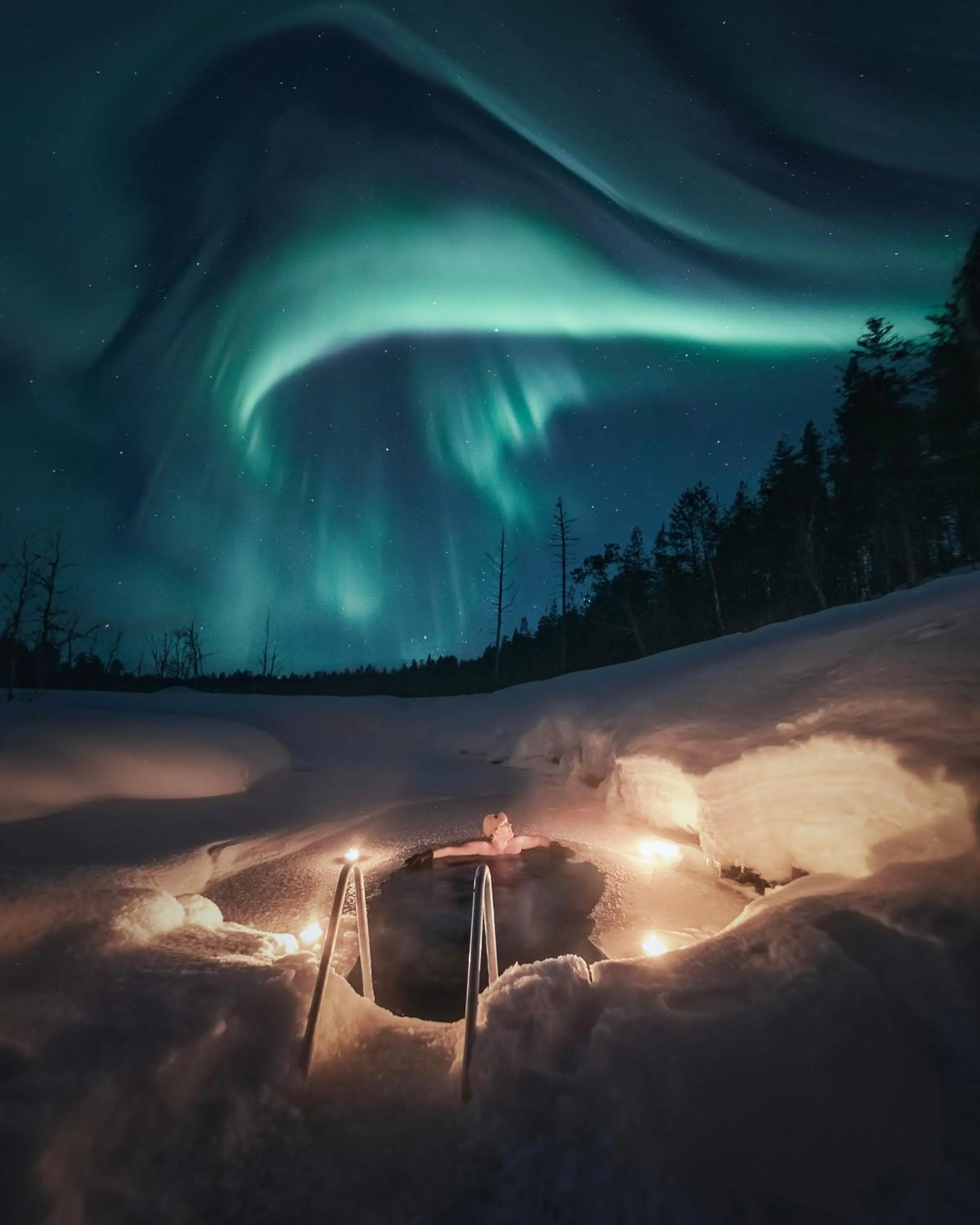 Night in Aurora Village Ivalo