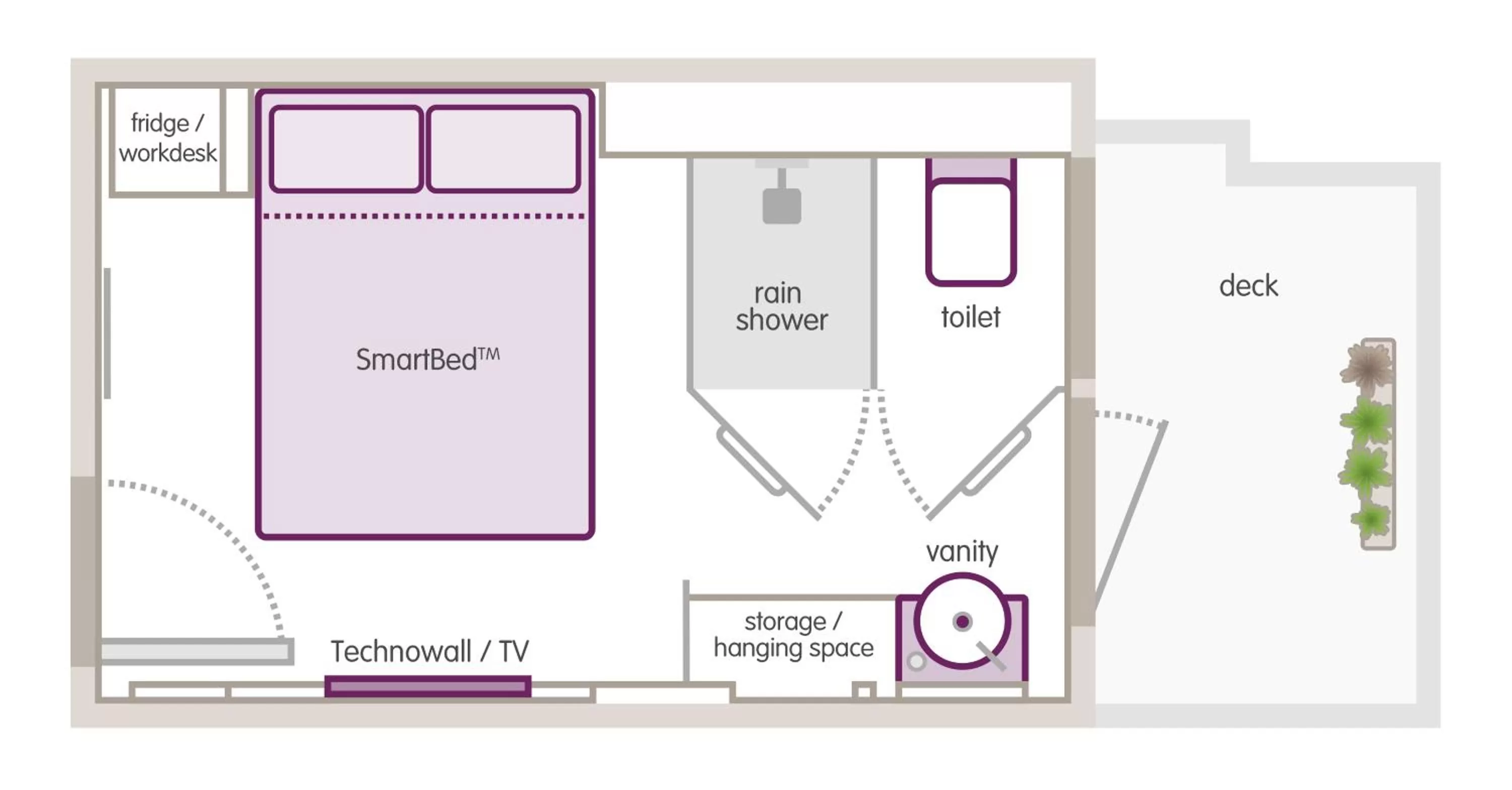 Floor plan in YOTEL Singapore Orchard Road