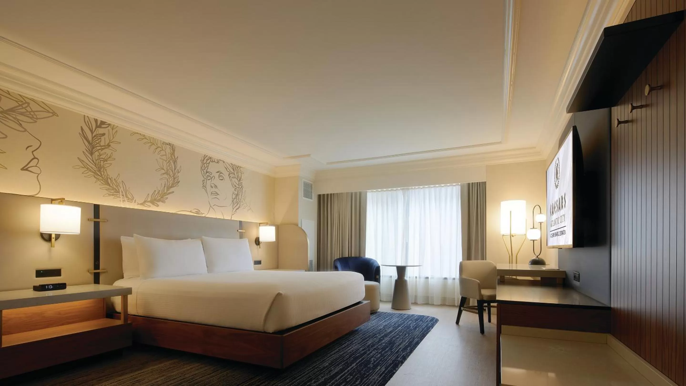 Bedroom, Bed in Caesars Atlantic City, A Caesars Destination