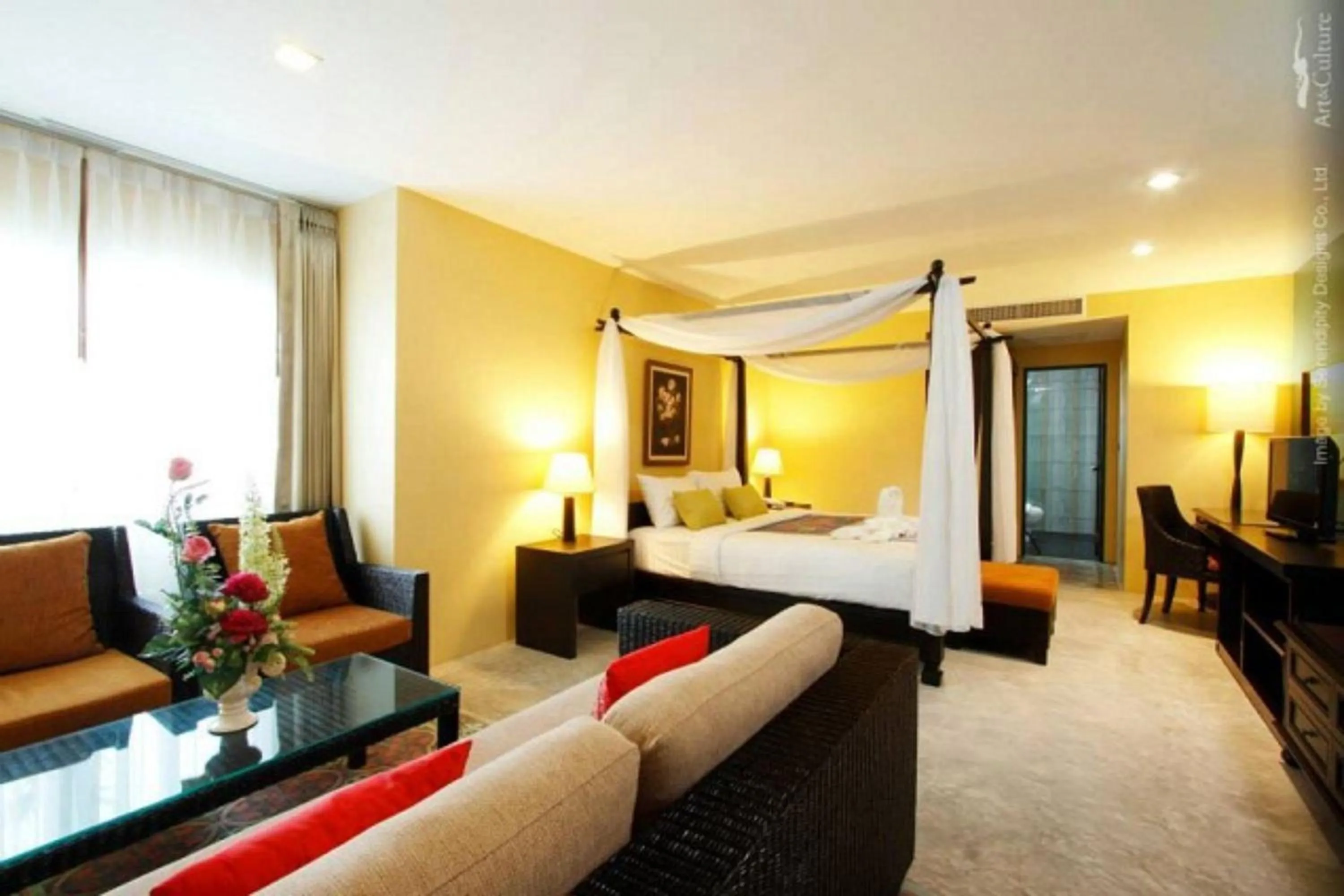 Living room, Bed in Baan PhuAnda Phuket