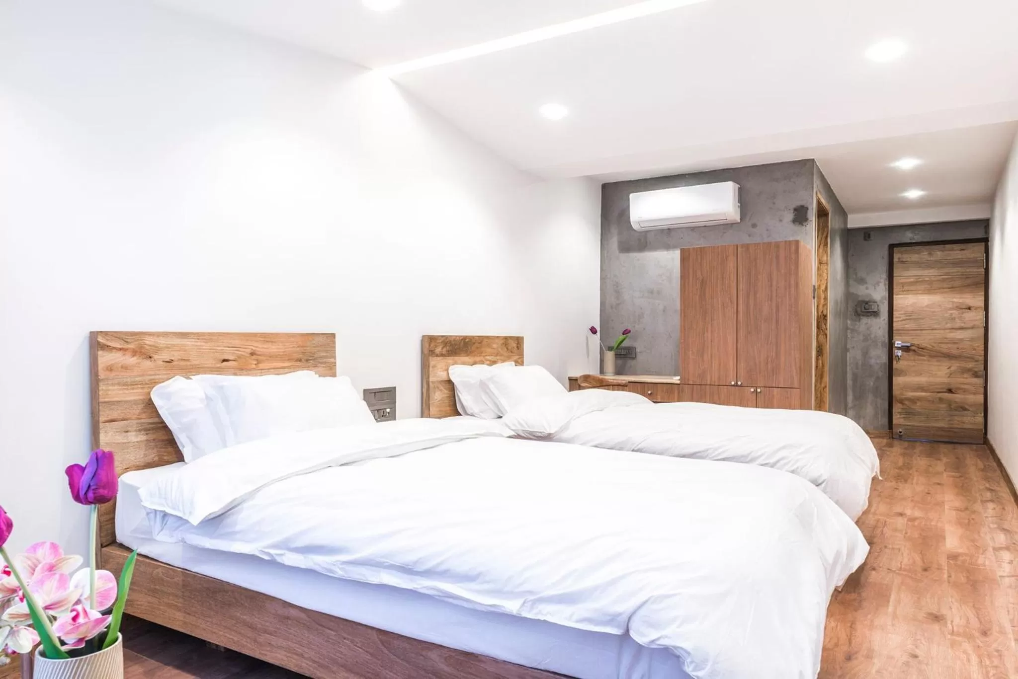 Bed in 9ine Thamel Hotel