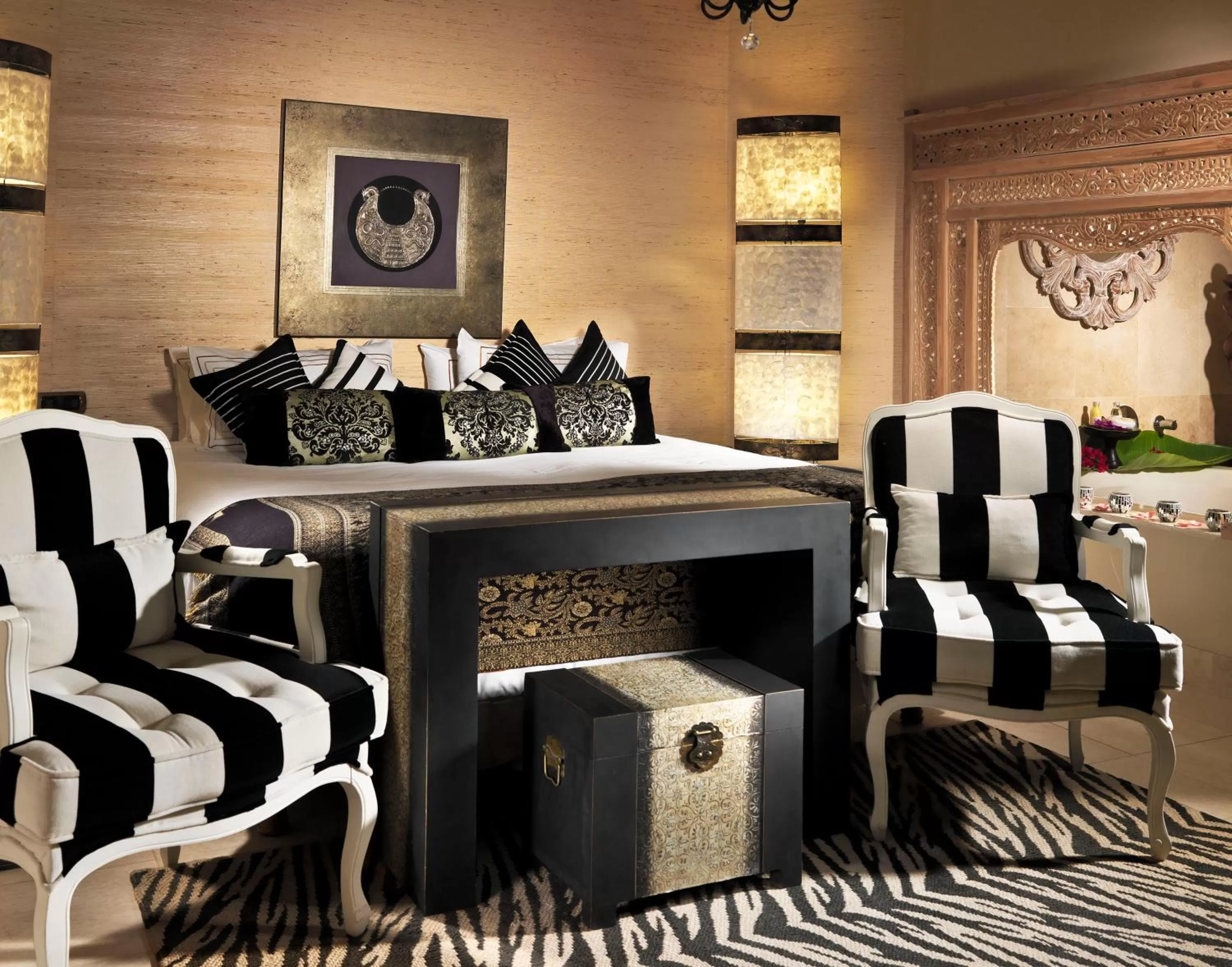 Bed in Royal Garden Villas, Luxury Hotel