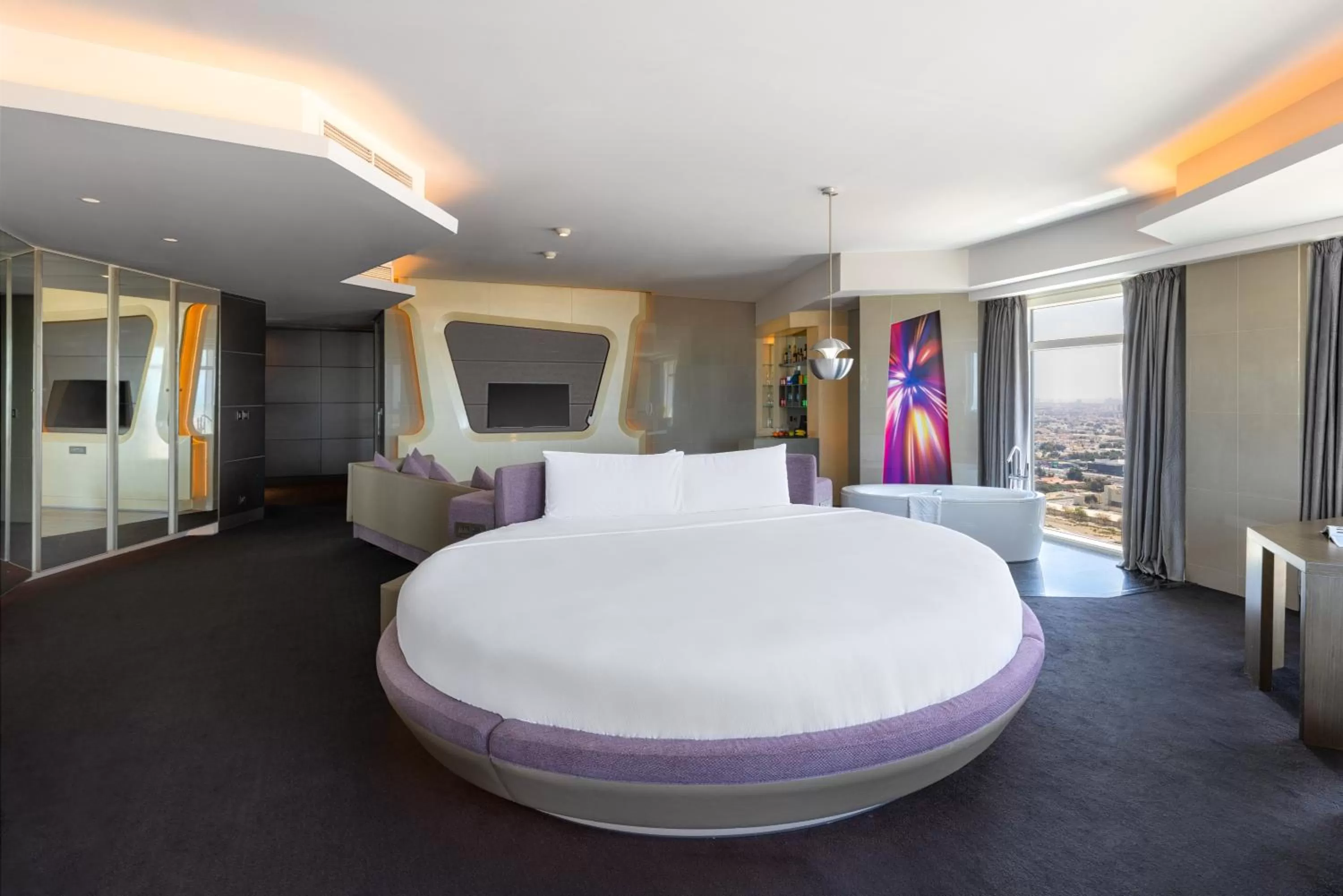 View (from property/room), Bed in V Hotel Dubai, Curio Collection by Hilton