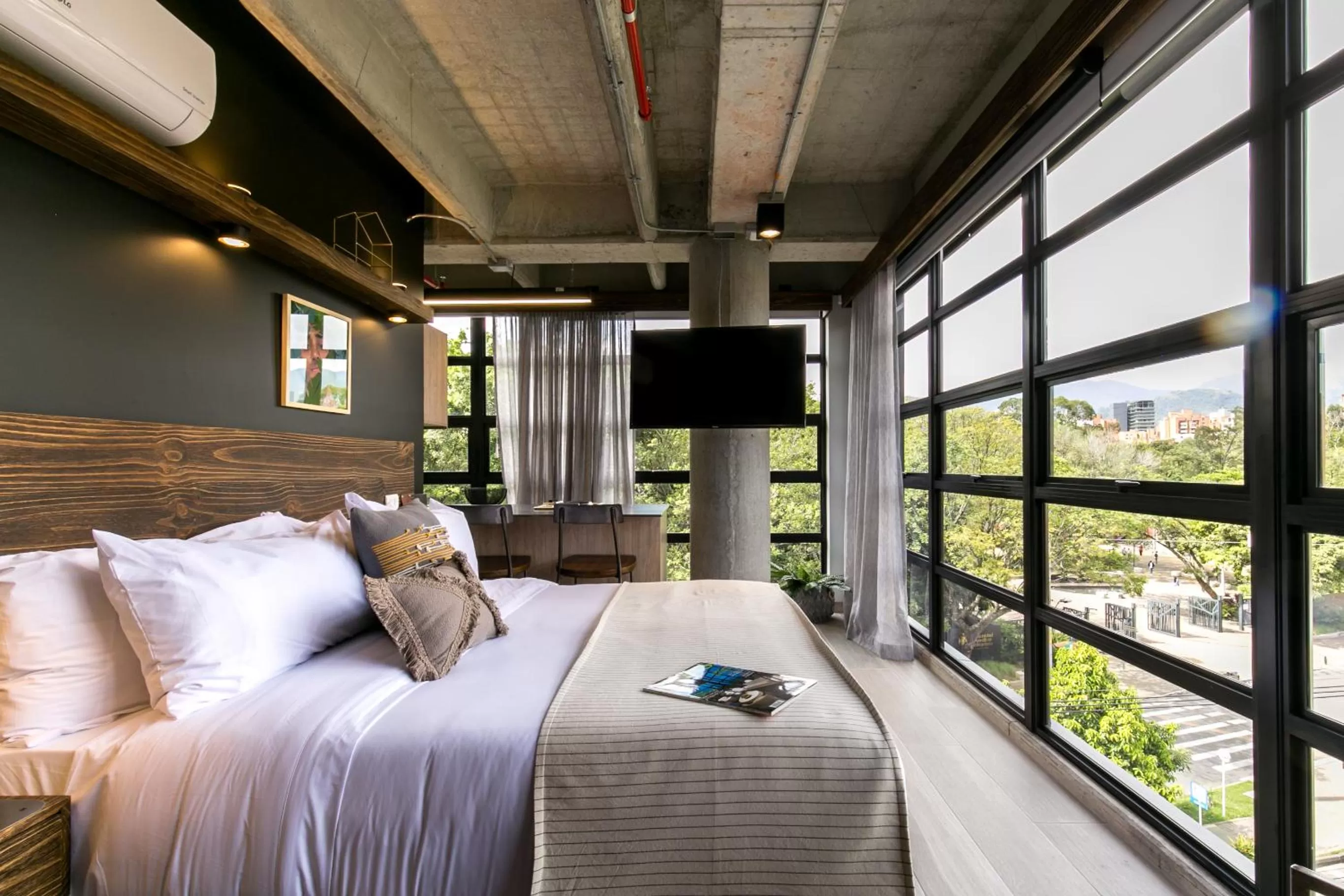 Bed in Factory Lofts Hotel