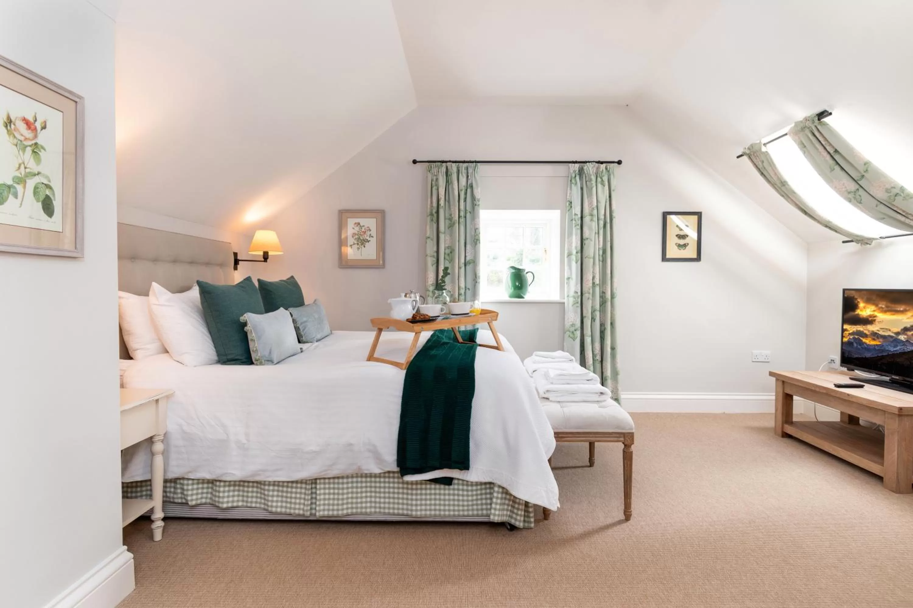 Bed in The Farmhouse at Bodnant Welsh Food