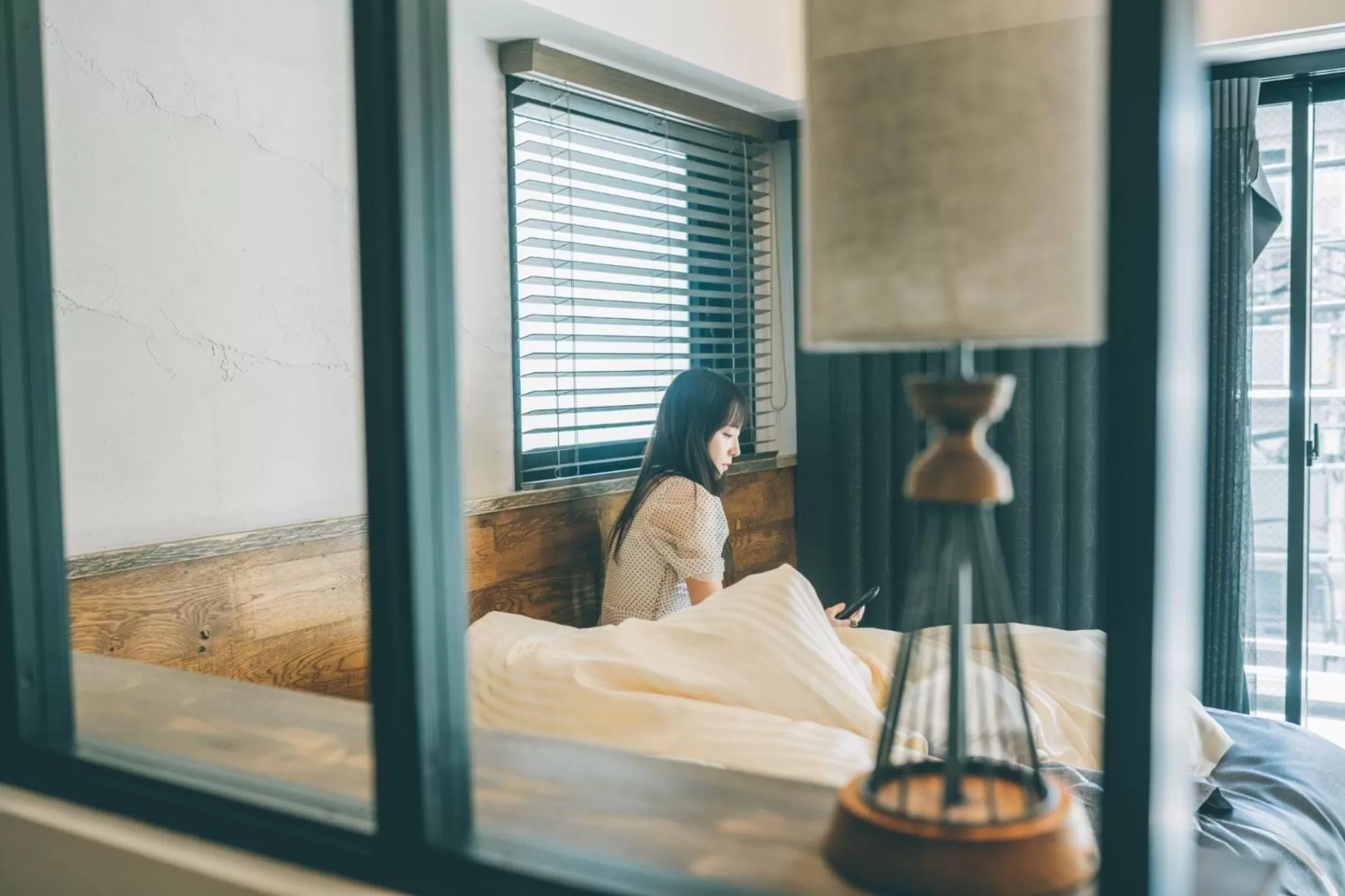 Decorative detail, Bed in Hotel Vintage Tokyo Kagurazaka