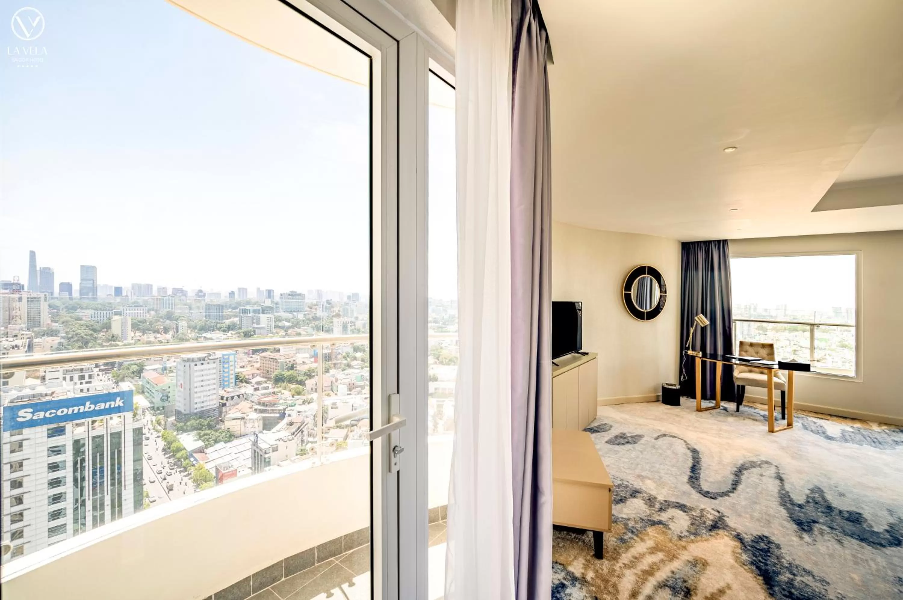 View (from property/room), Bed in La Vela Saigon Hotel