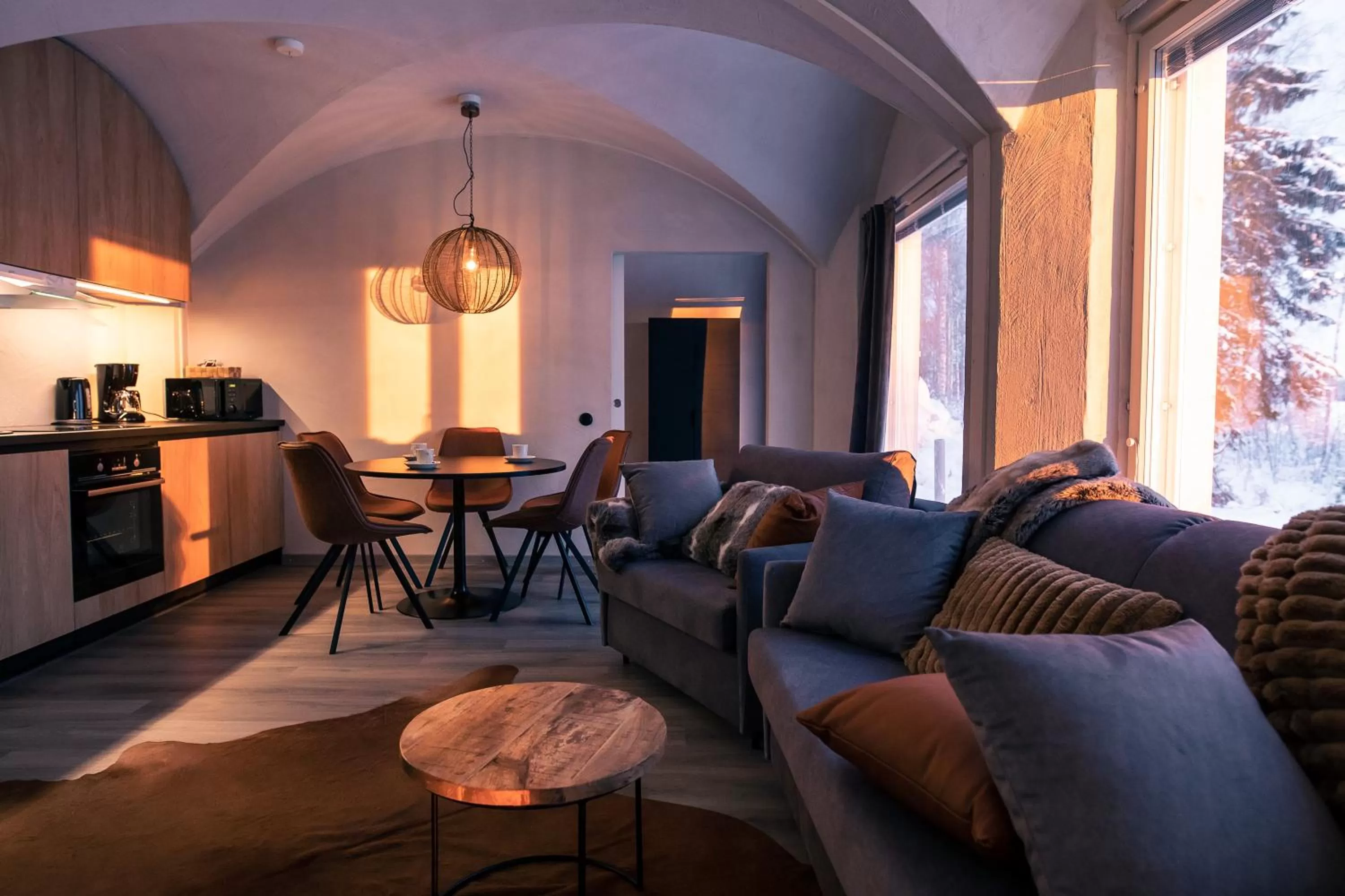 Kitchen or kitchenette in Apukka Resort