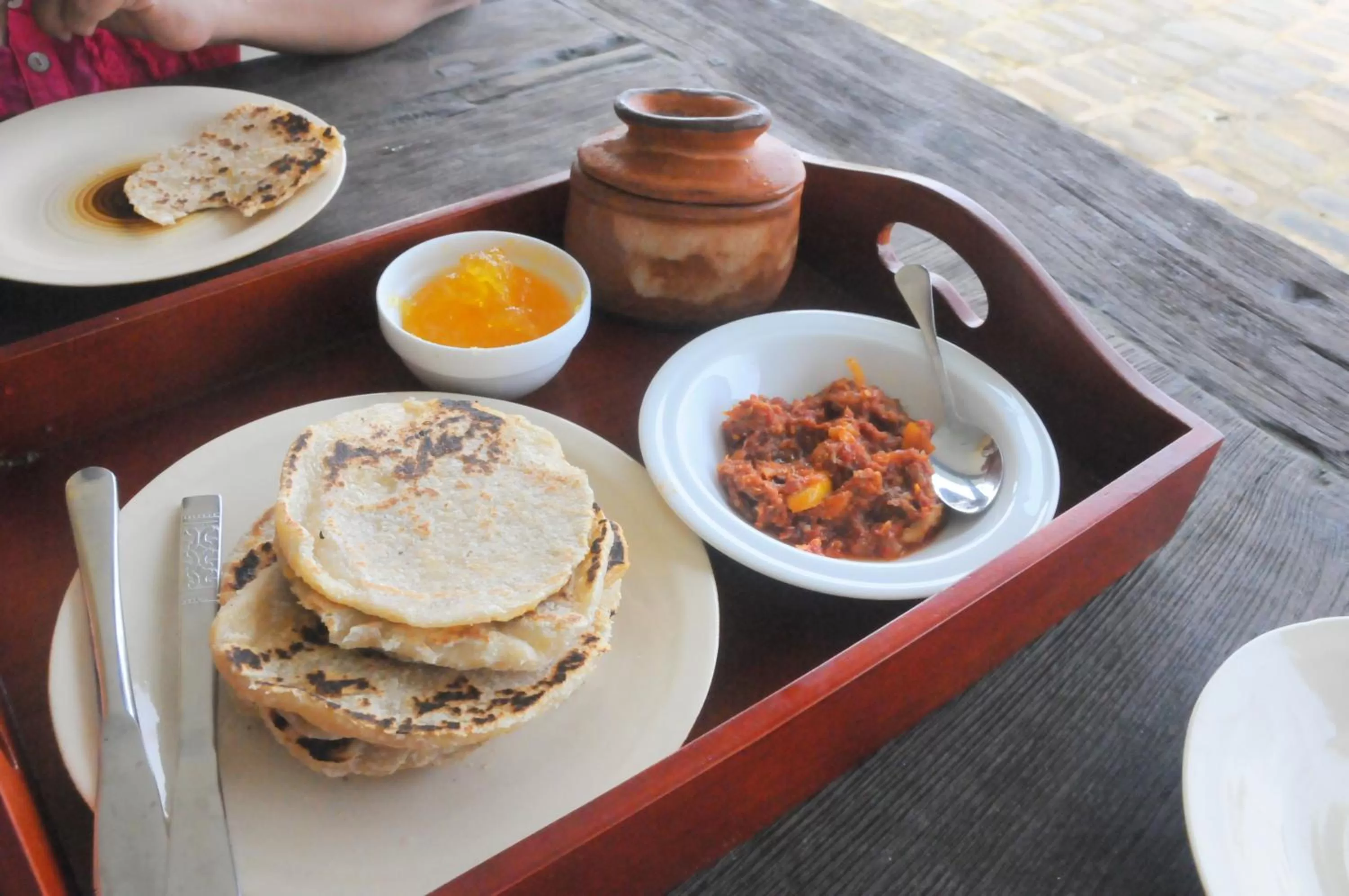 Asian breakfast in Villa Atulya at Ocean's edge