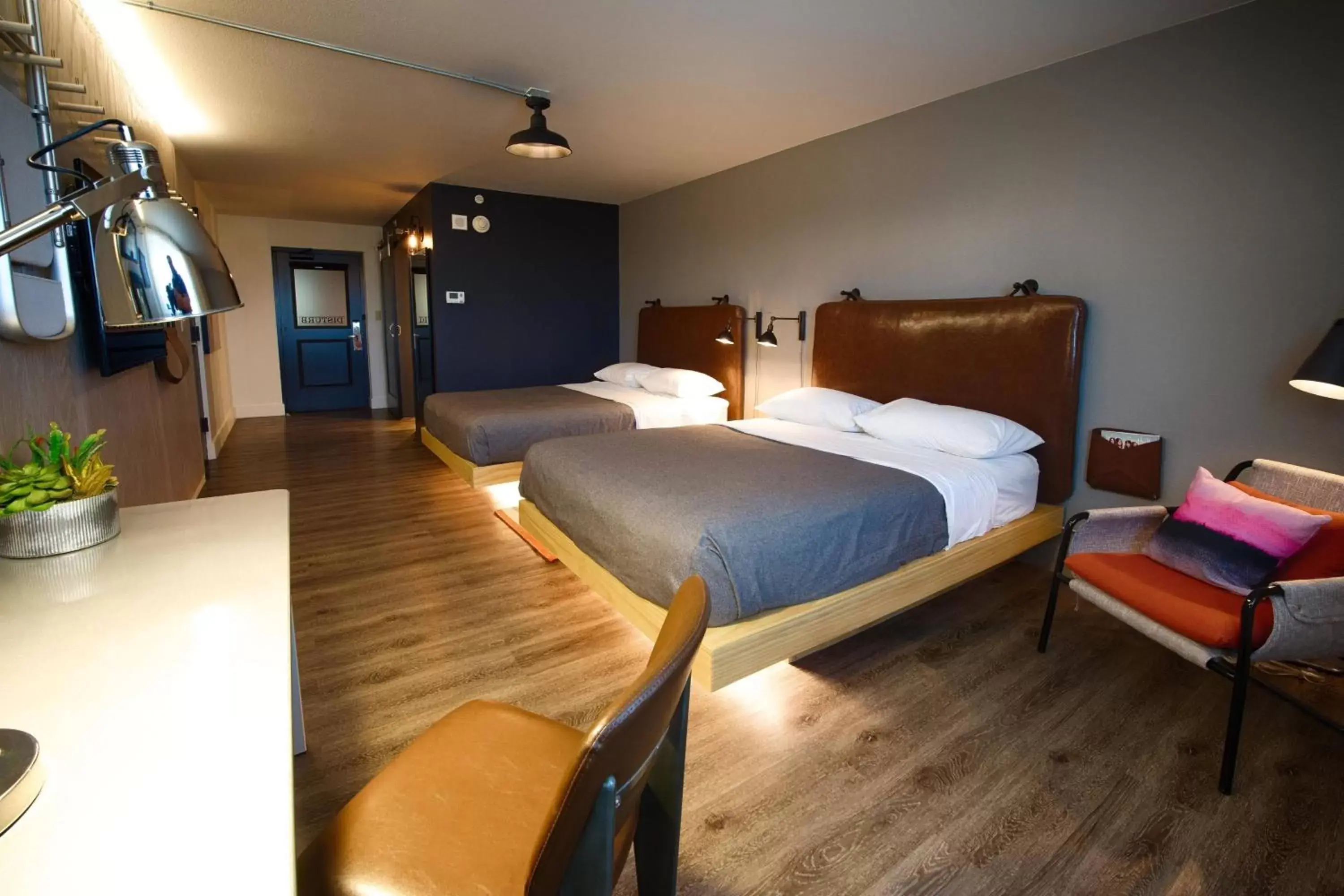 Ground Floor Queen Room with Two Queen Beds and Poolside View in MOXY Phoenix Tempe/ASU Area Ground Floor Queen Room with Two Queen Beds and Poolside View in MOXY Phoenix Tempe/ASU Area