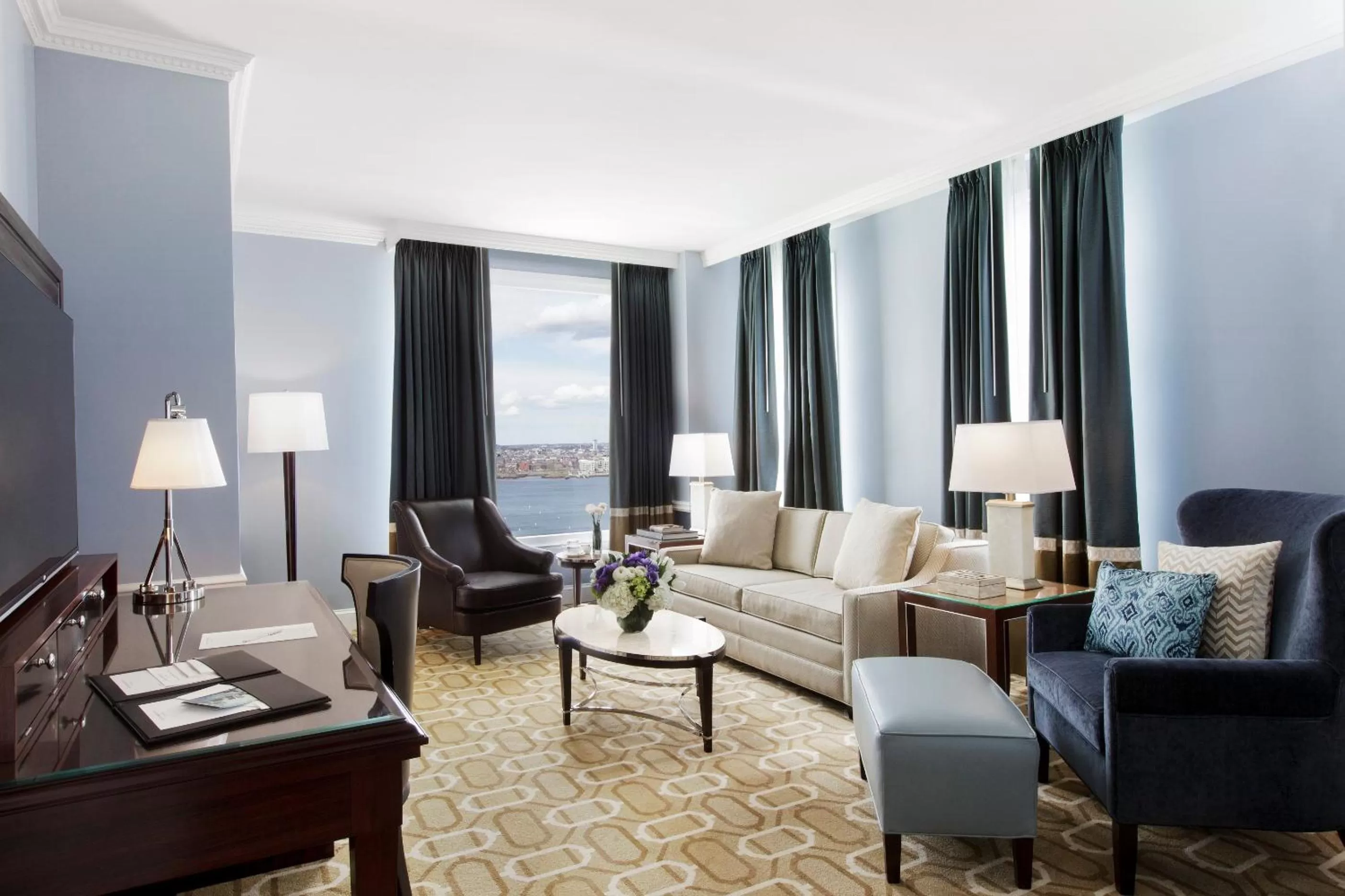Living room in Boston Harbor Hotel