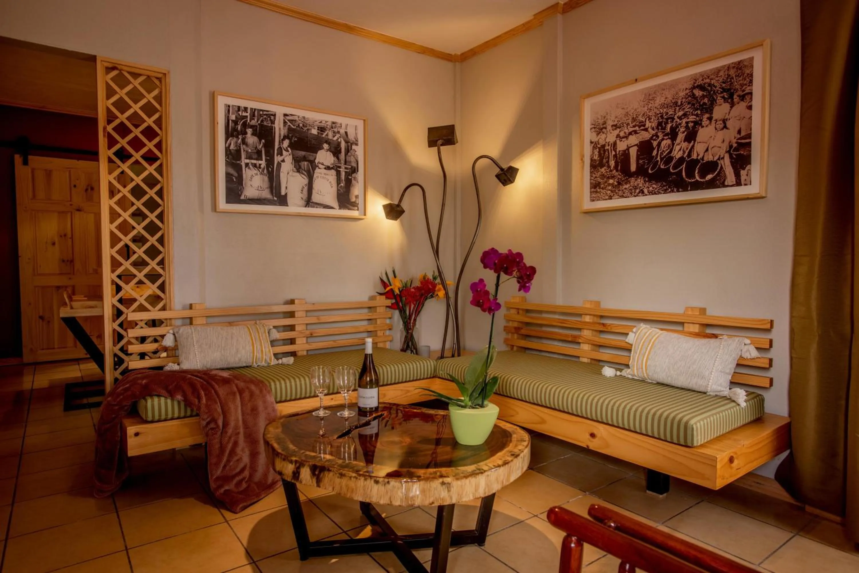 Living room in Coffee Pickers Village By Hacienda Orosi
