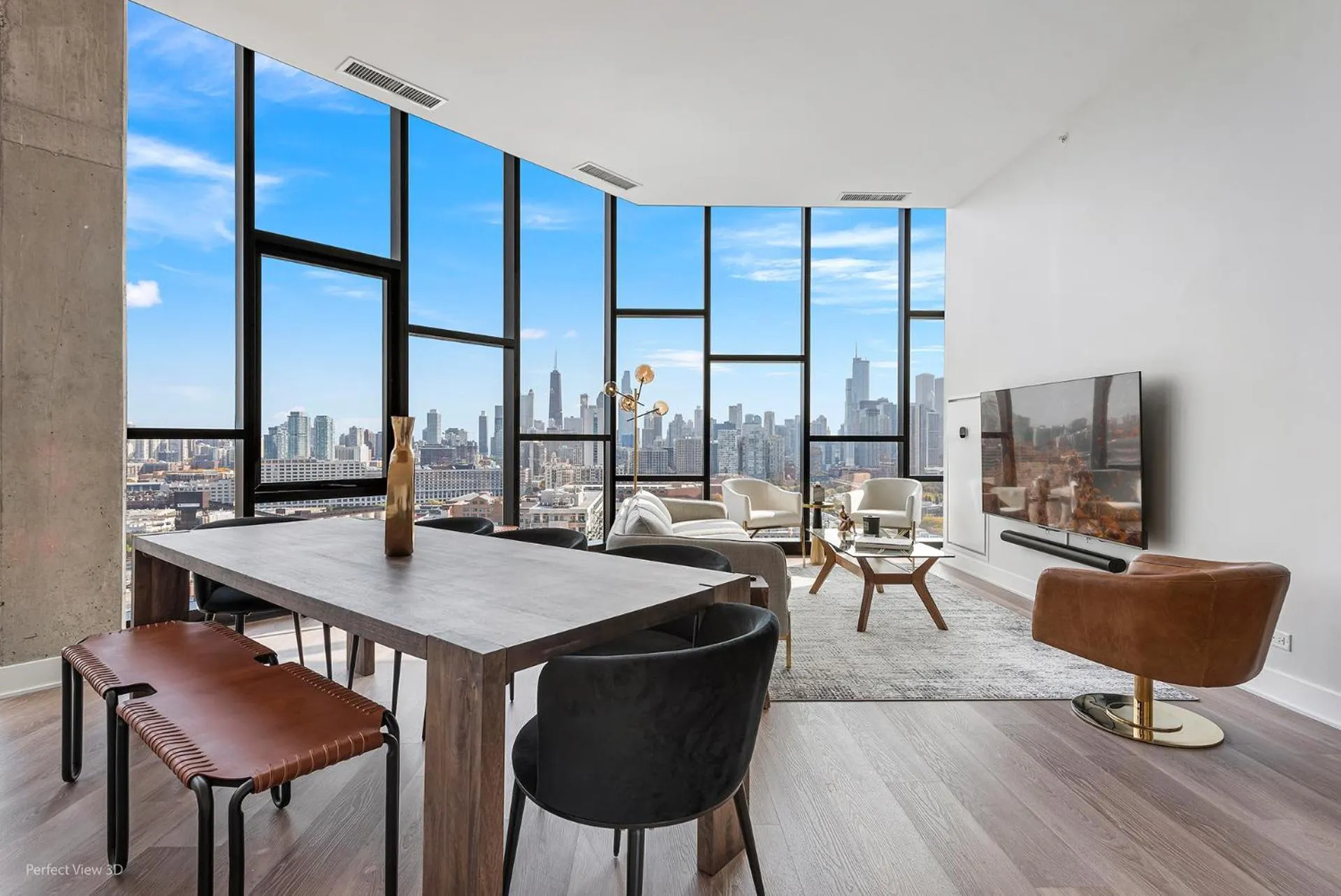Living room in Avenir West Loop Penthouses with Iconic City Views