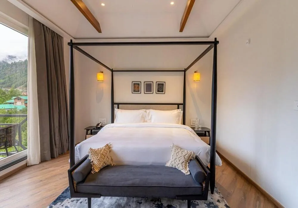 Photo of the whole room, Bed in Nivasana Manali - A Luxury Boutique Hotel