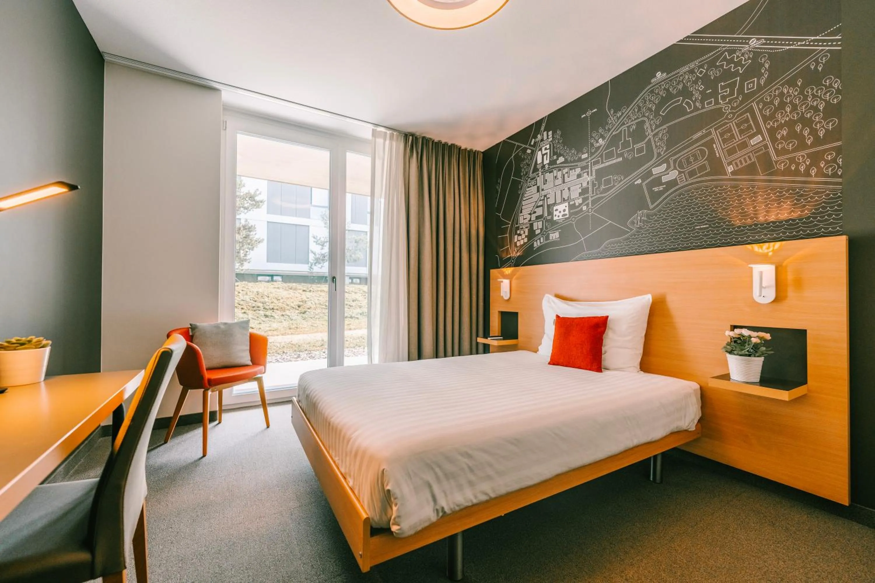 View (from property/room), Bed in SwissTech Hotel